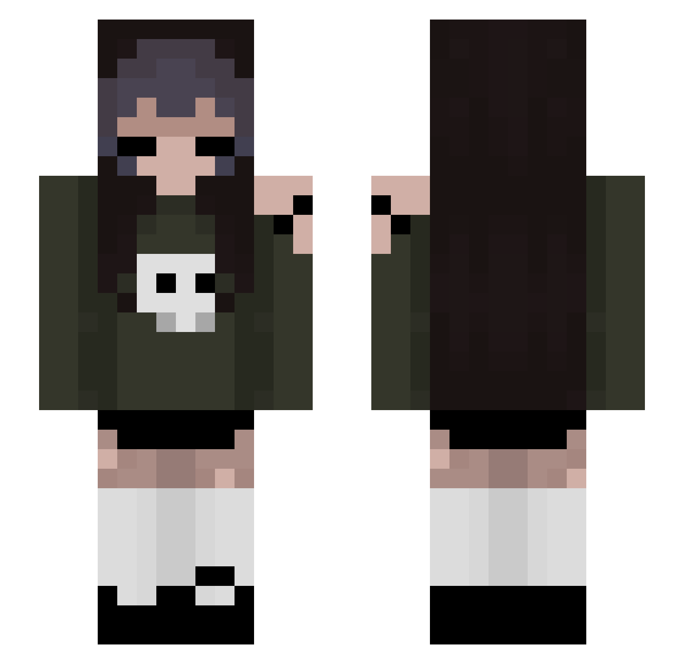 sippiecupsr0ck Minecraft skin, front and back view