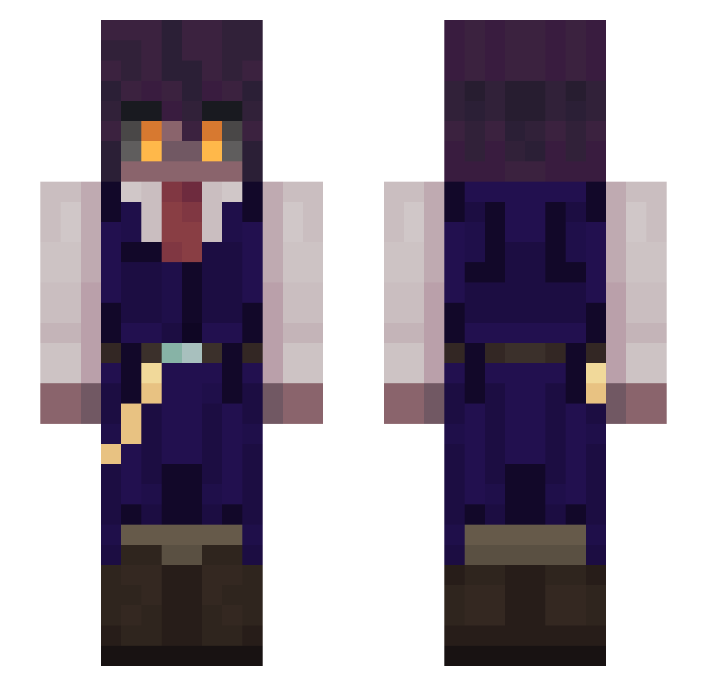 sakwolf Minecraft skin, front and back view