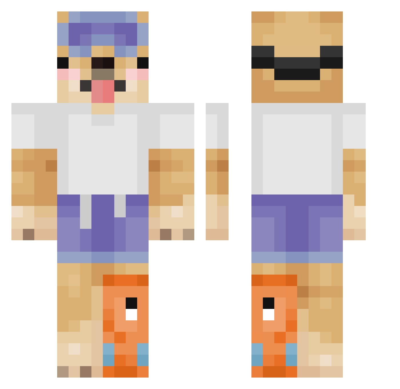 Cappermadeinsix Minecraft skin, front and back view