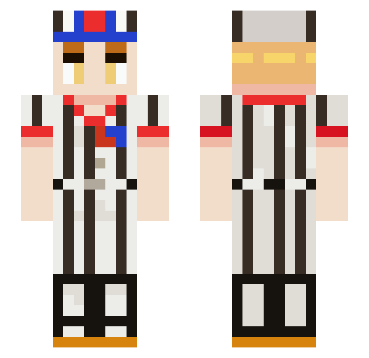 Recurzive Minecraft skin, front and back view
