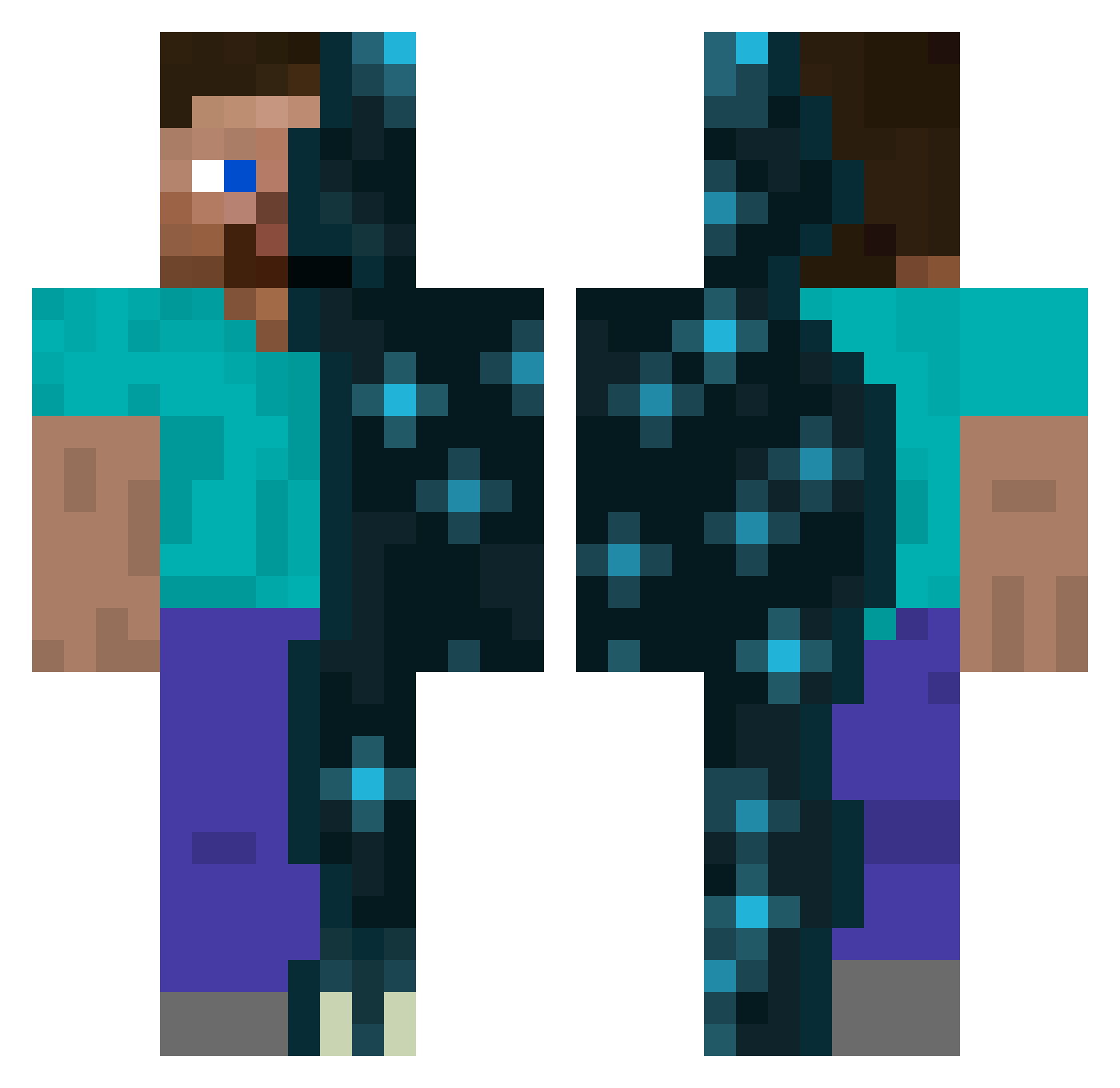 zparky Minecraft skin, front and back view
