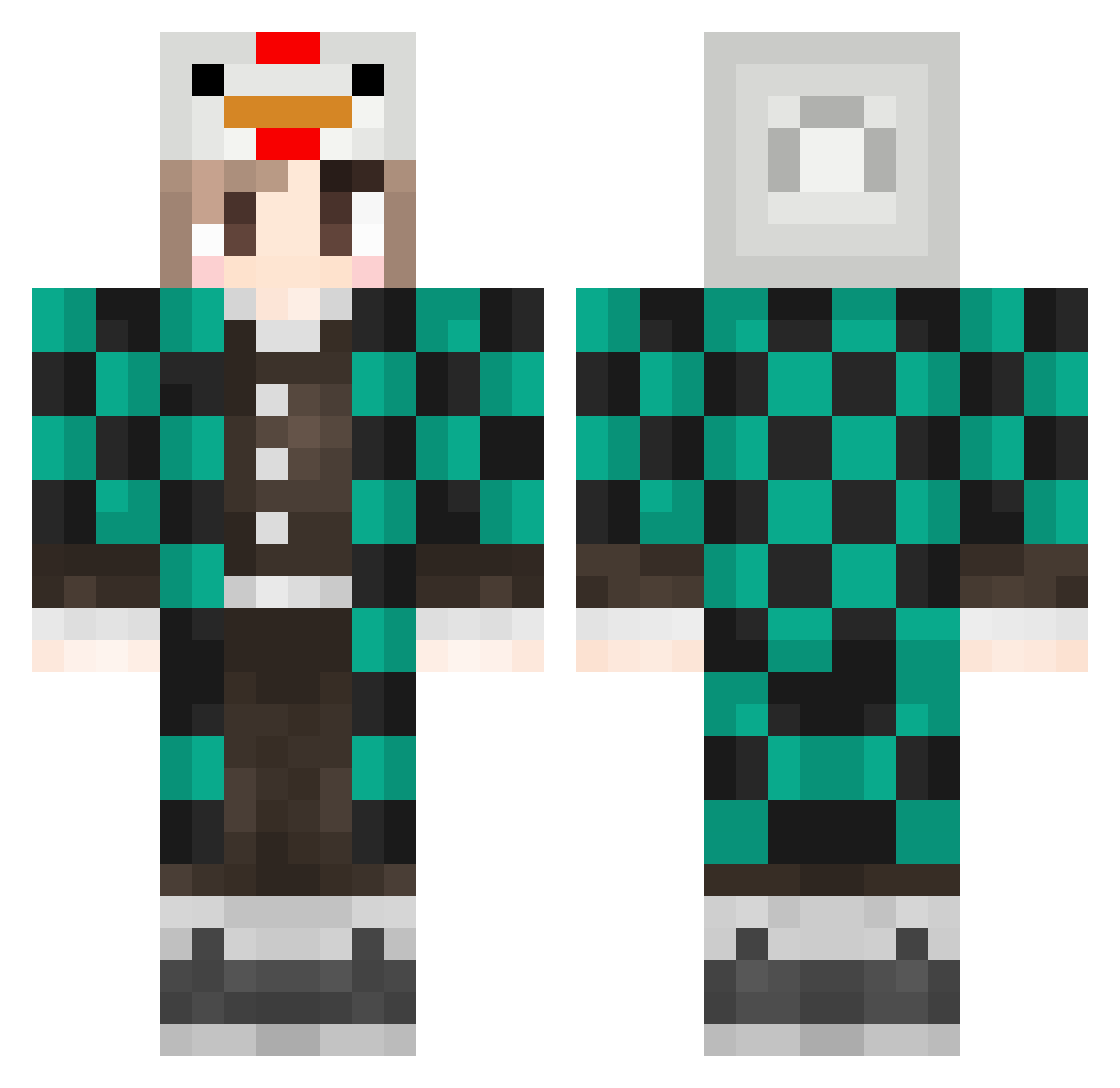 NiziTuba Minecraft skin, front and back view