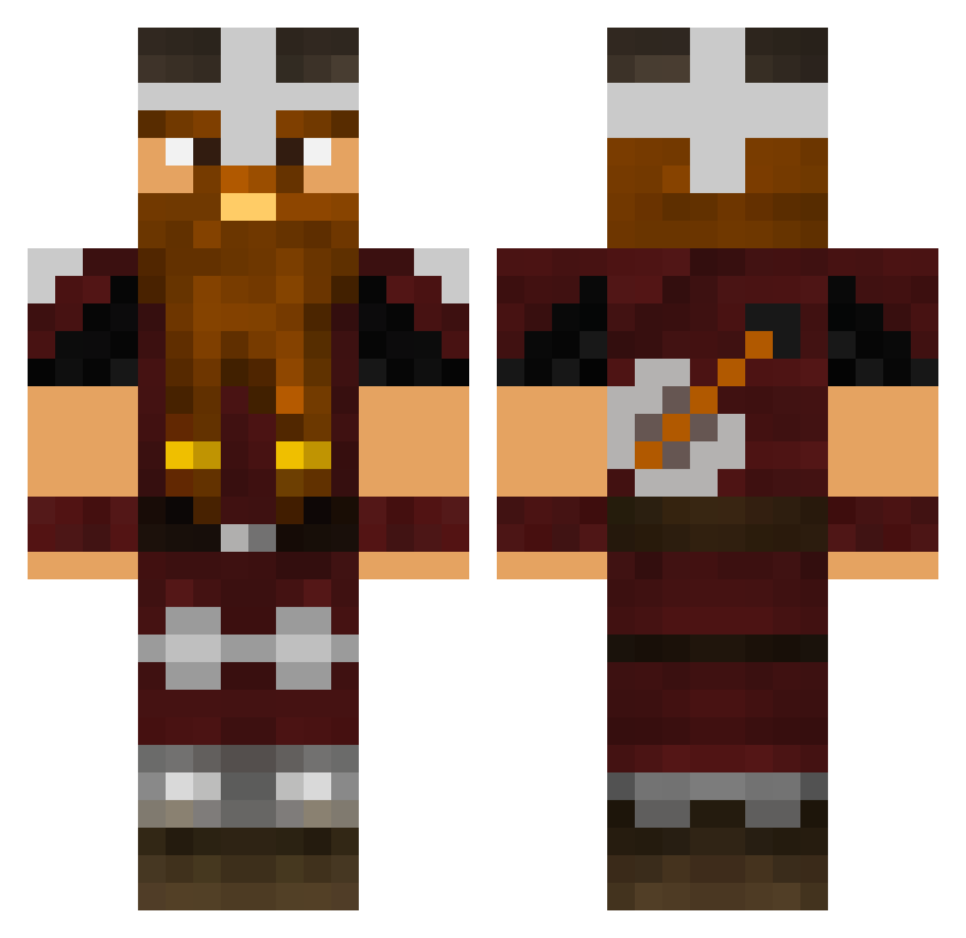 Recalculating Minecraft skin, front and back view