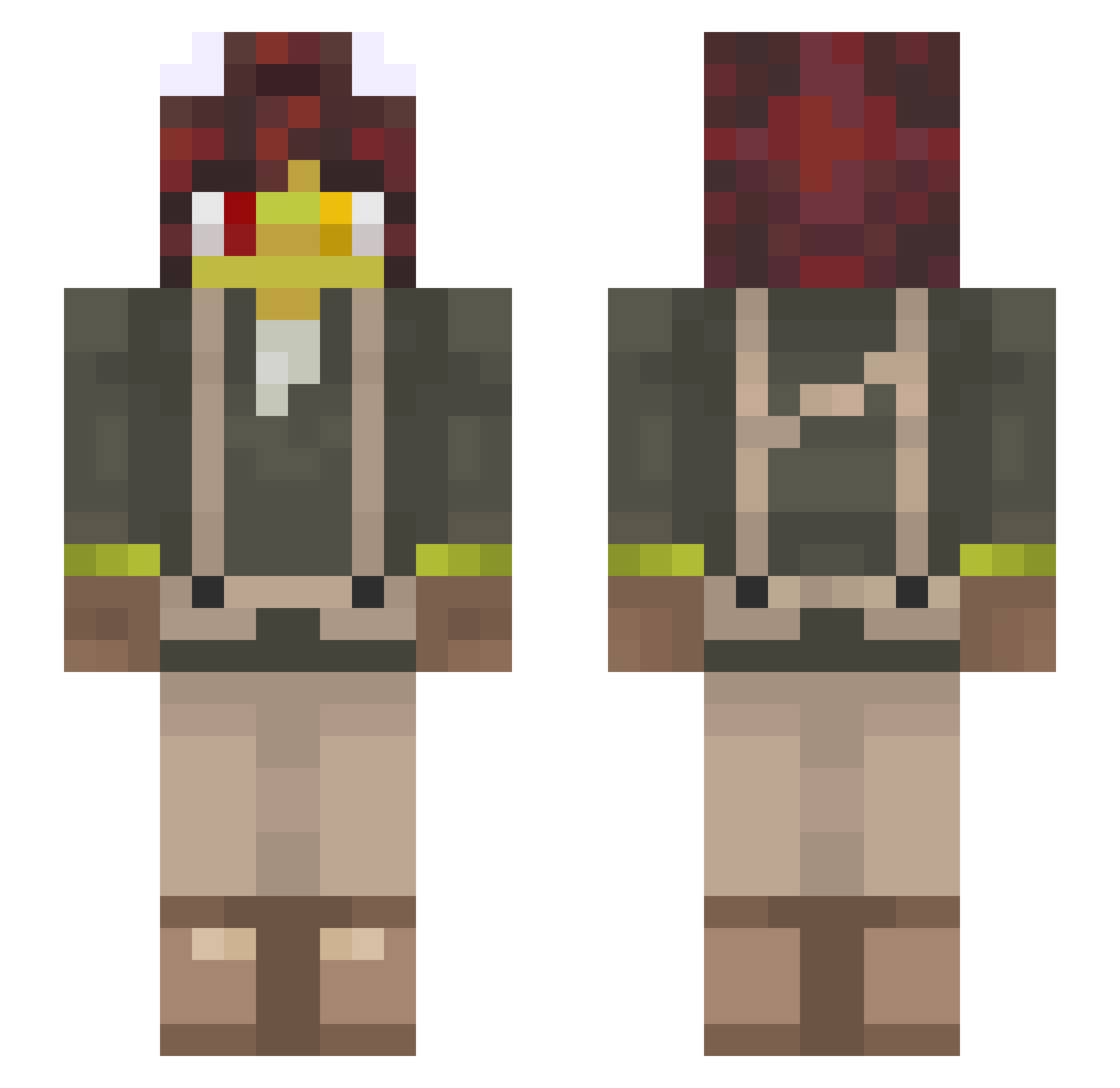 WitheredSkeleton Minecraft skin, front and back view