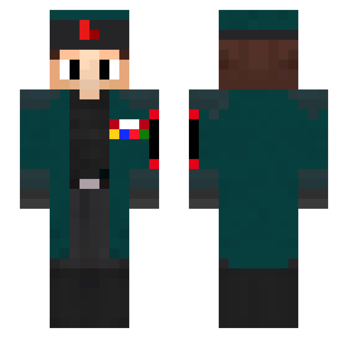 Luto999 Minecraft skin, front and back view