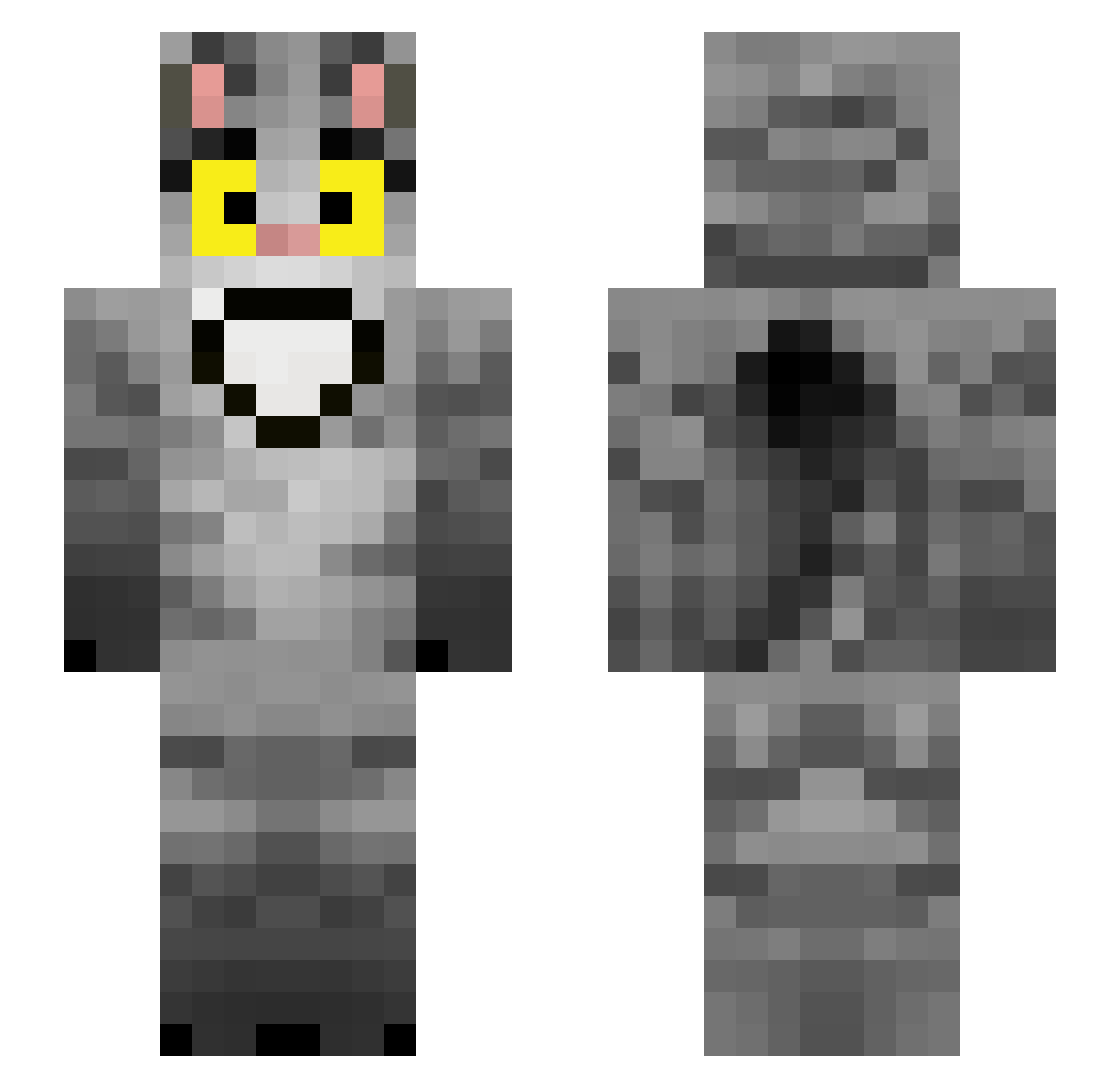 quadracade Minecraft skin, front and back view