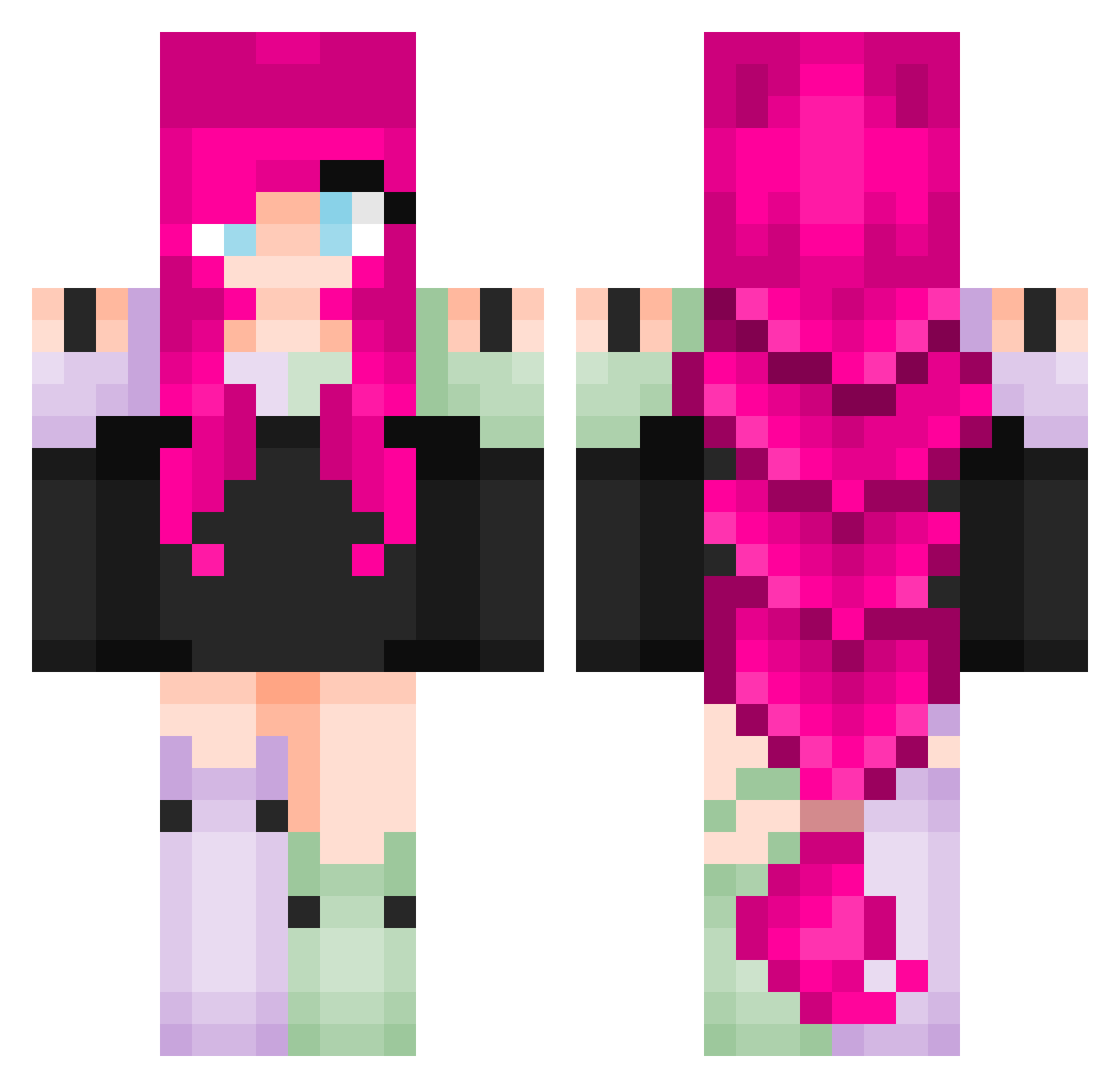 THEDrag0nqUEEN Minecraft skin, front and back view