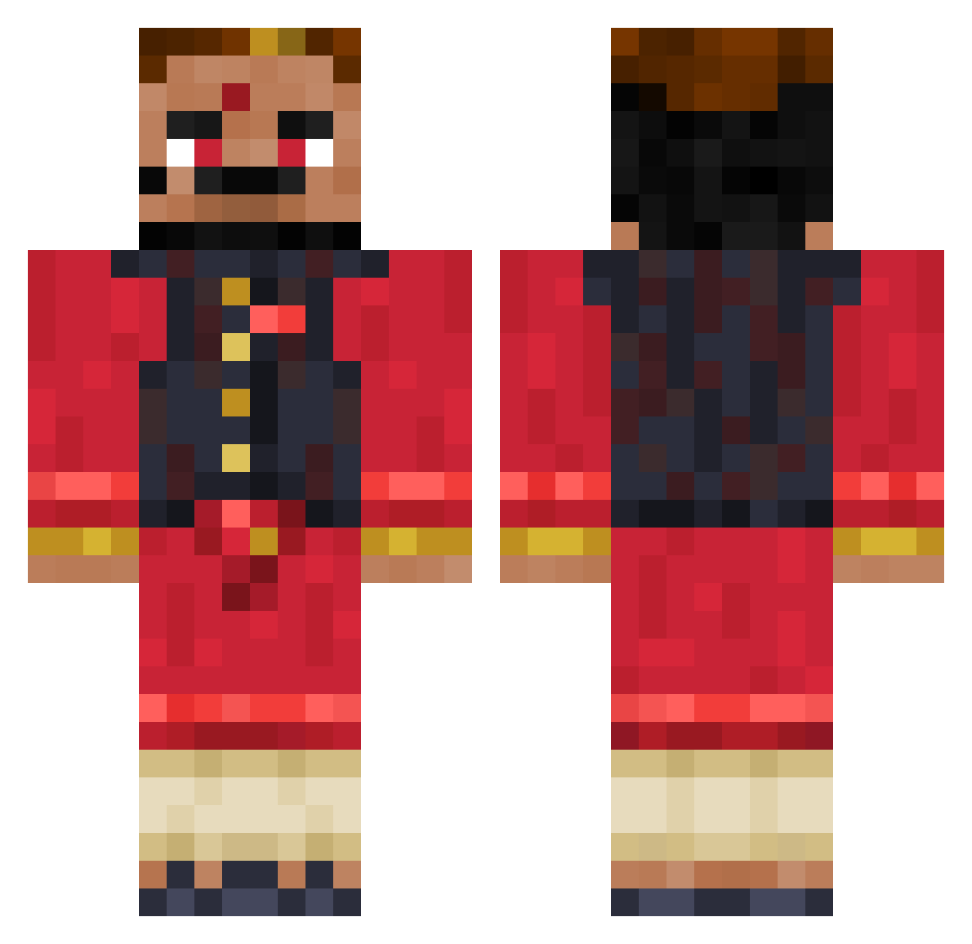 dmonkus Minecraft skin, front and back view
