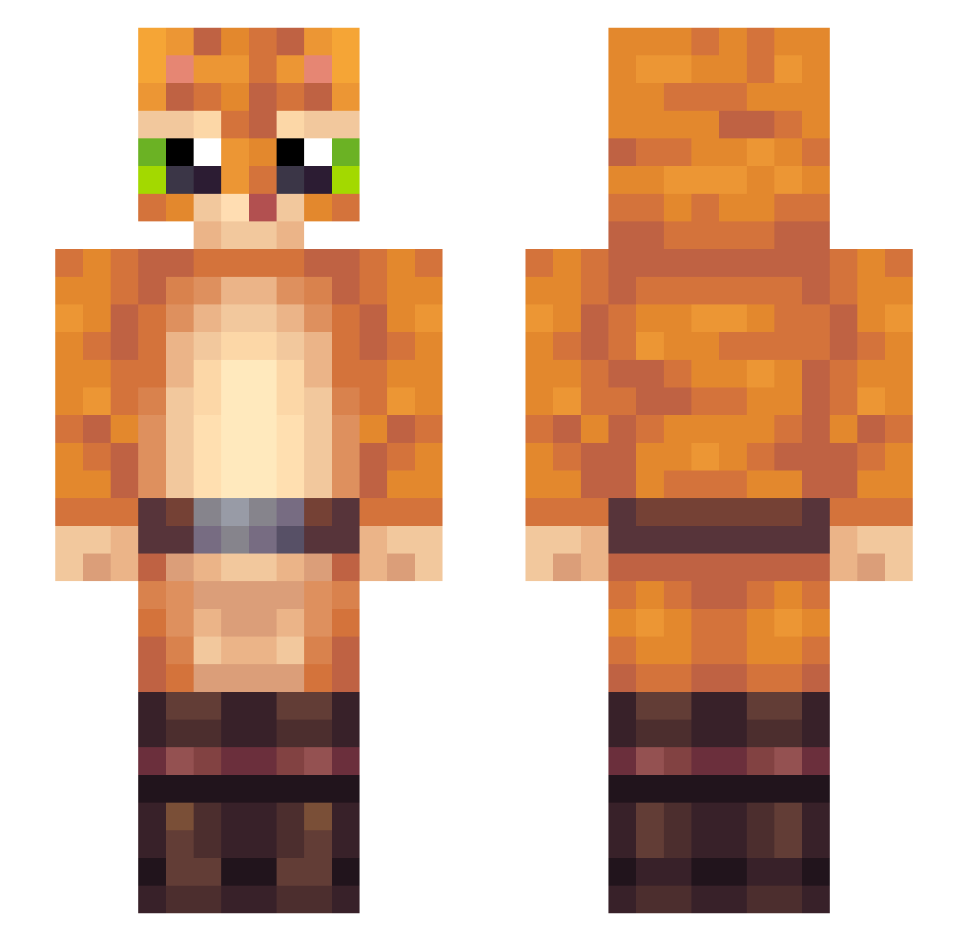 trahvus Minecraft skin, front and back view