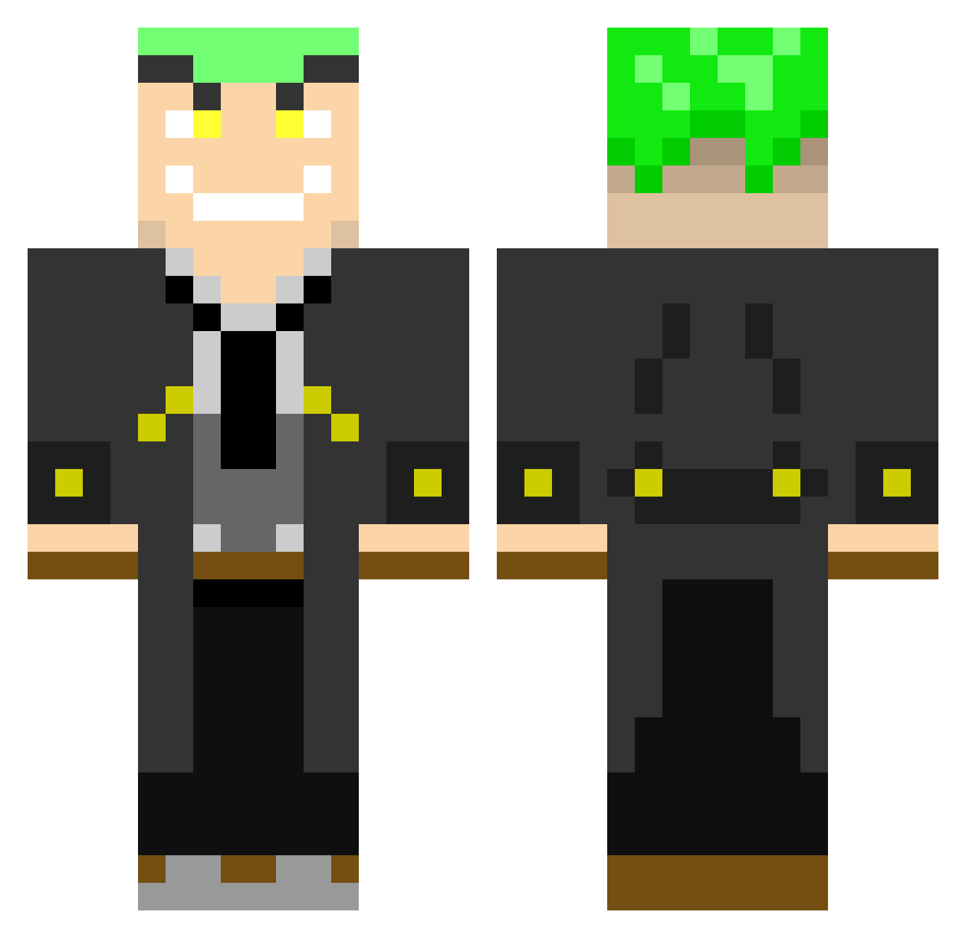 Shelving Minecraft skin, front and back view
