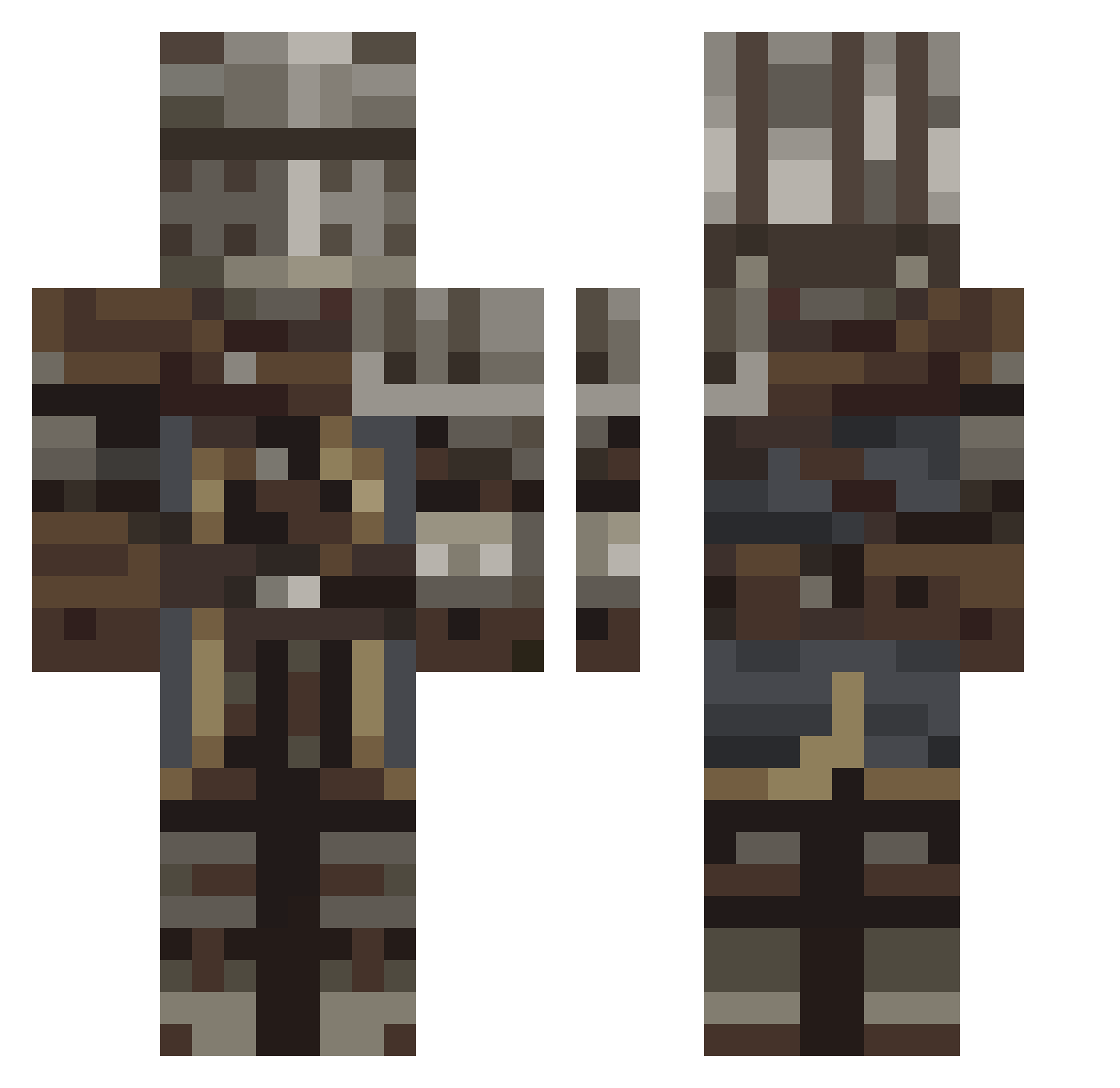 Beco100 Minecraft skin, front and back view