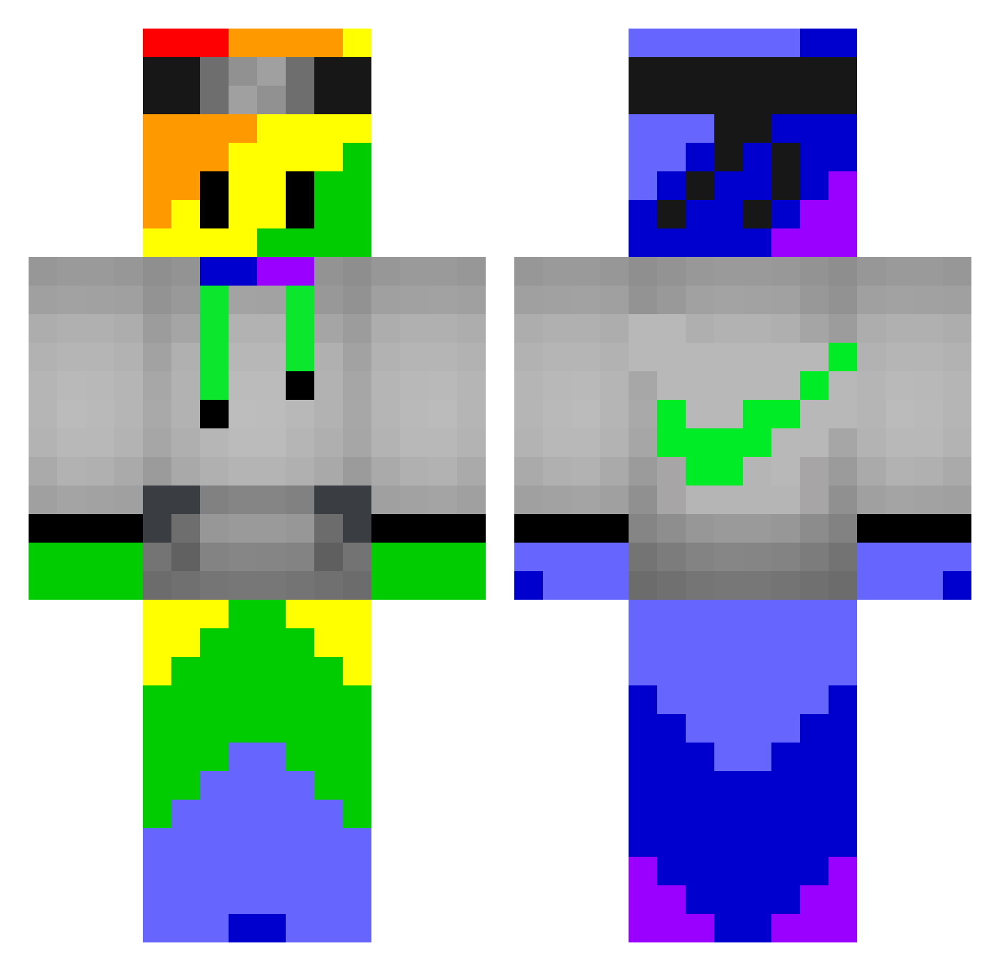 Jumbo14 Minecraft skin, front and back view