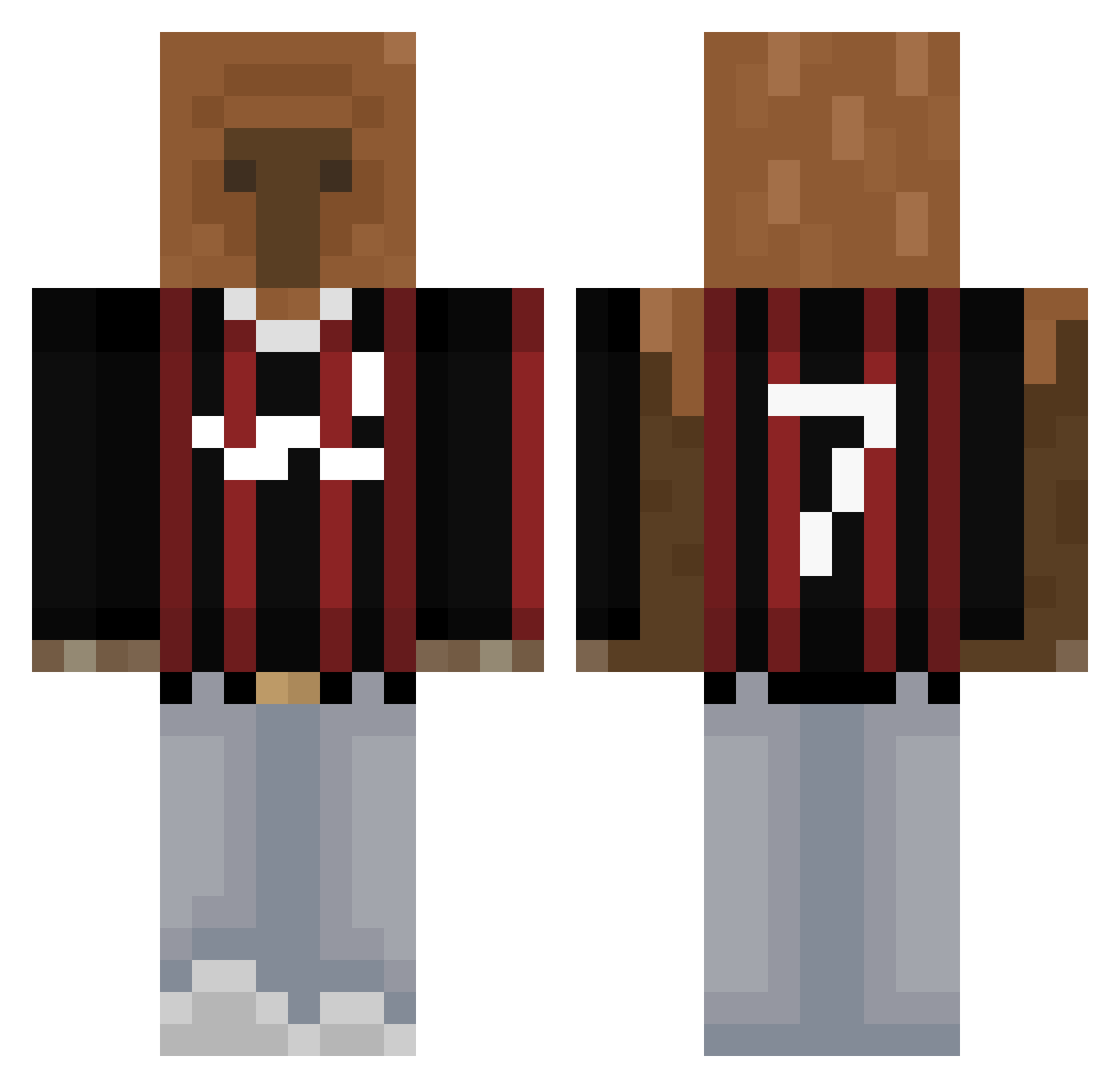Mumuti Minecraft skin, front and back view