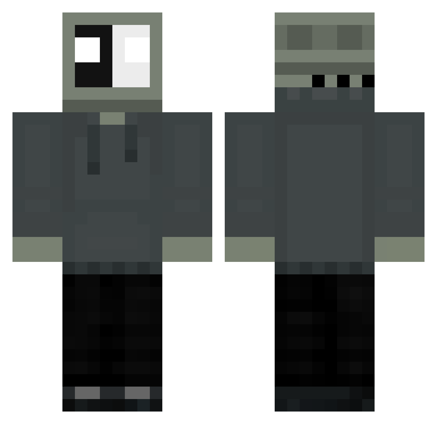 PuncWood Minecraft skin, front and back view