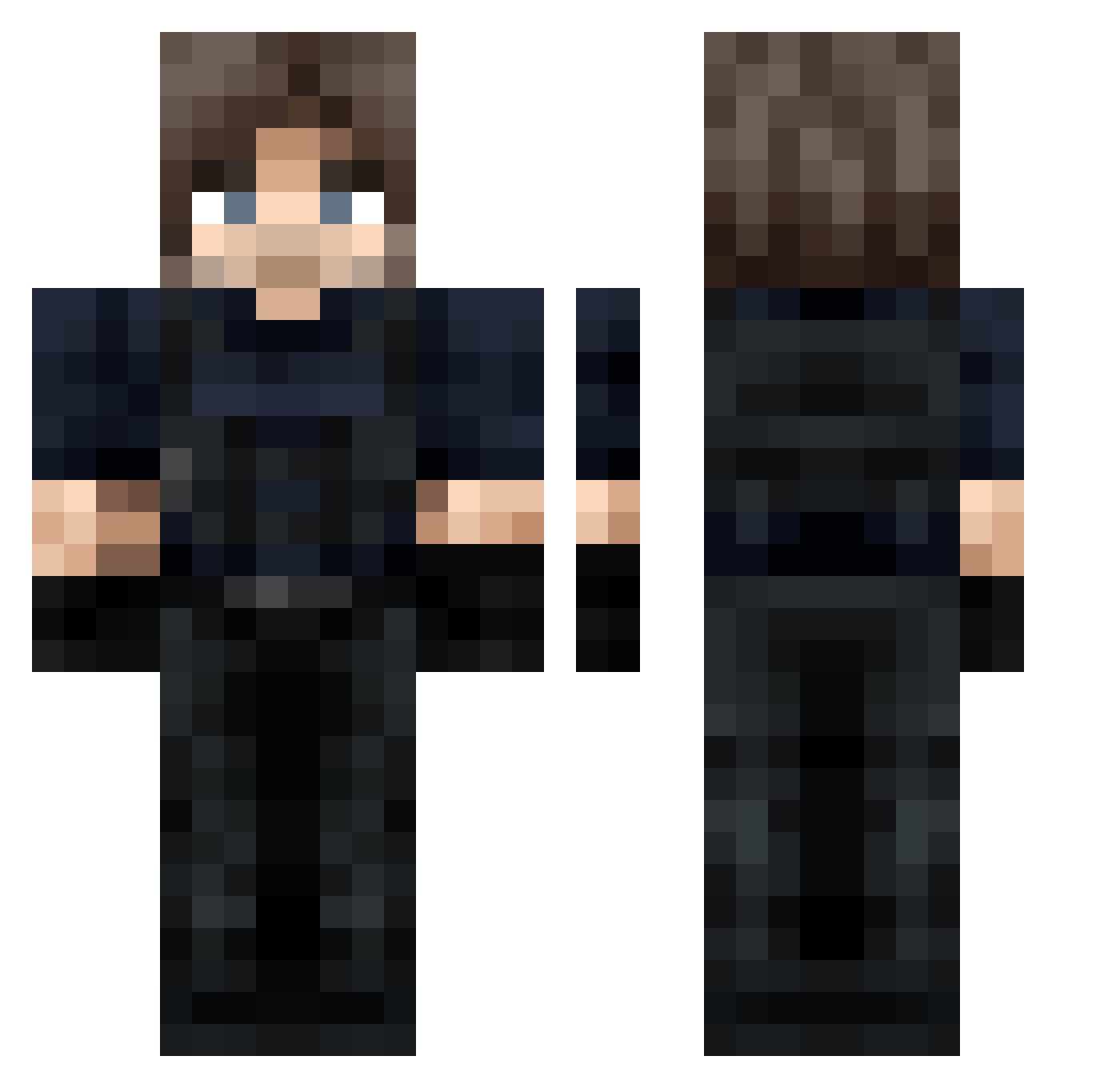 vid08 Minecraft skin, front and back view