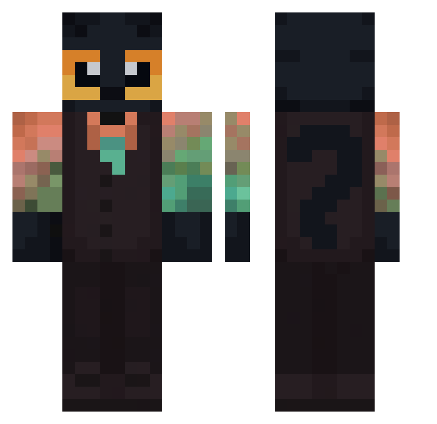 BlvckBeard13 Minecraft skin, front and back view