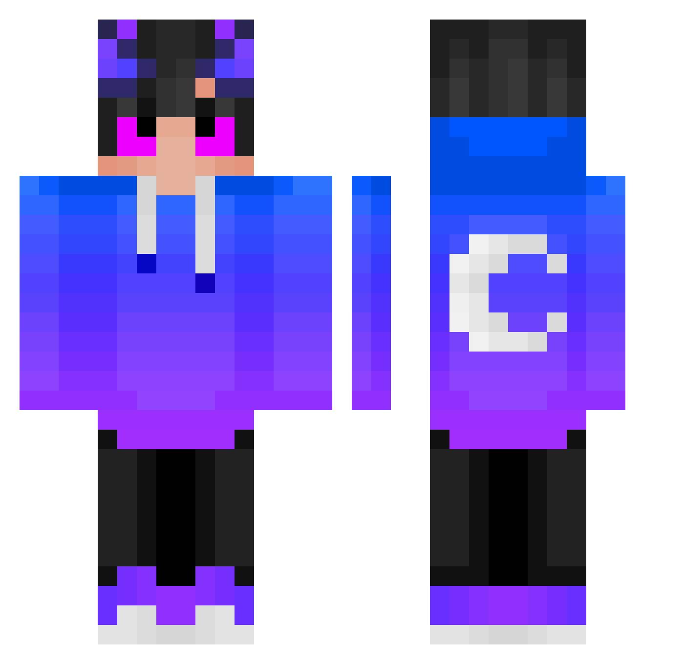 Respoon Minecraft skin, front and back view