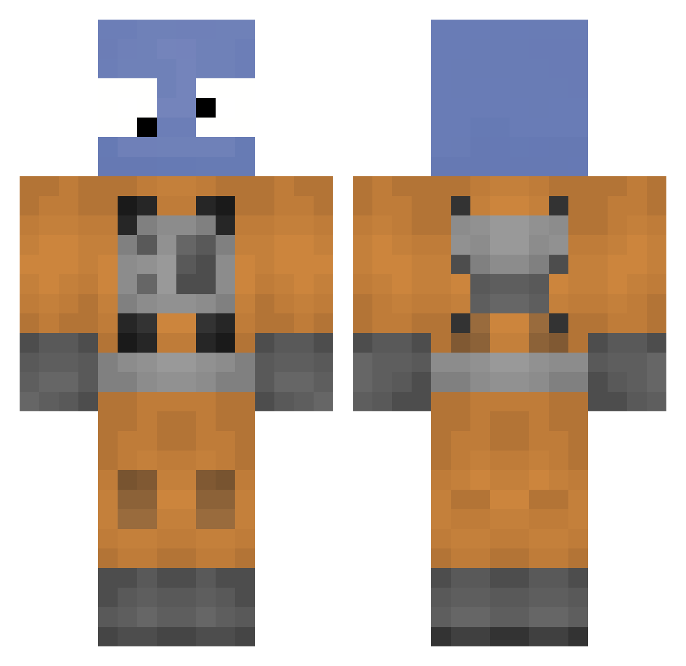 Mokexodus Minecraft skin, front and back view