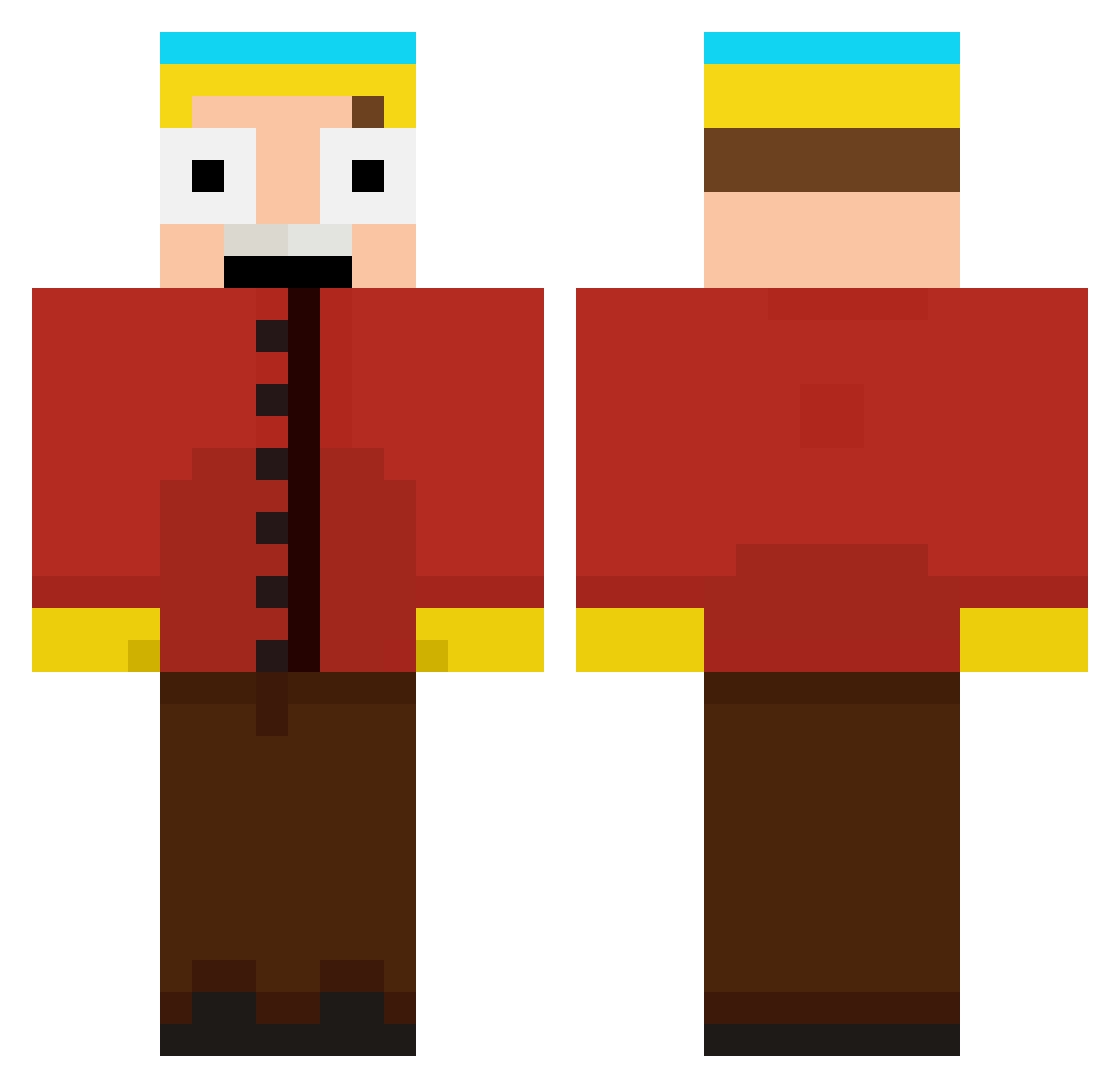 zYurra Minecraft skin, front and back view