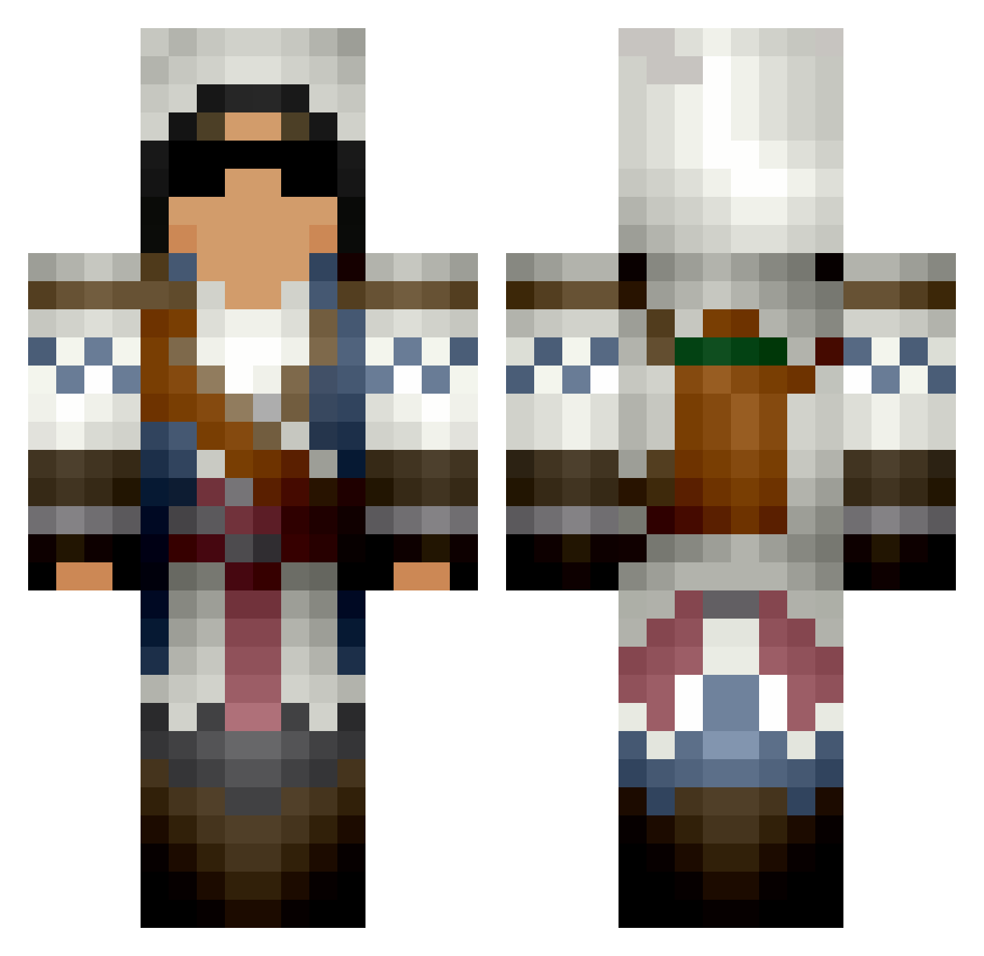 Transfused Minecraft skin, front and back view