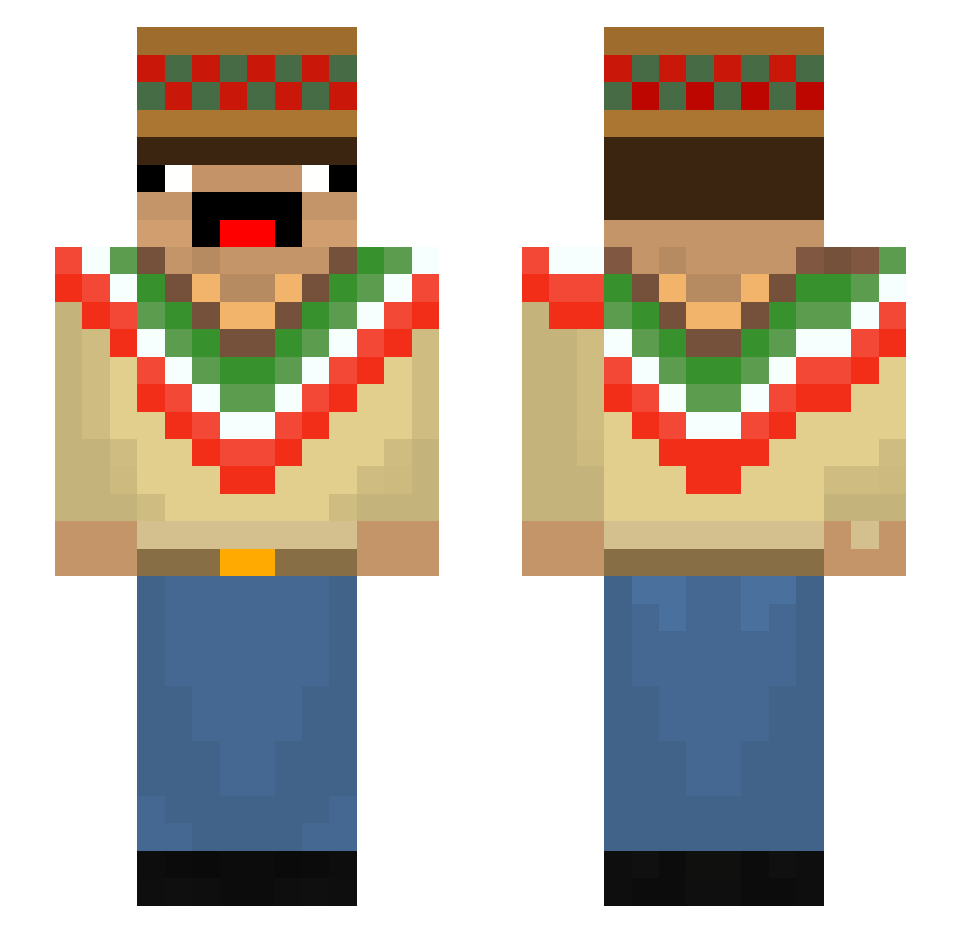 Koww Minecraft skin, front and back view
