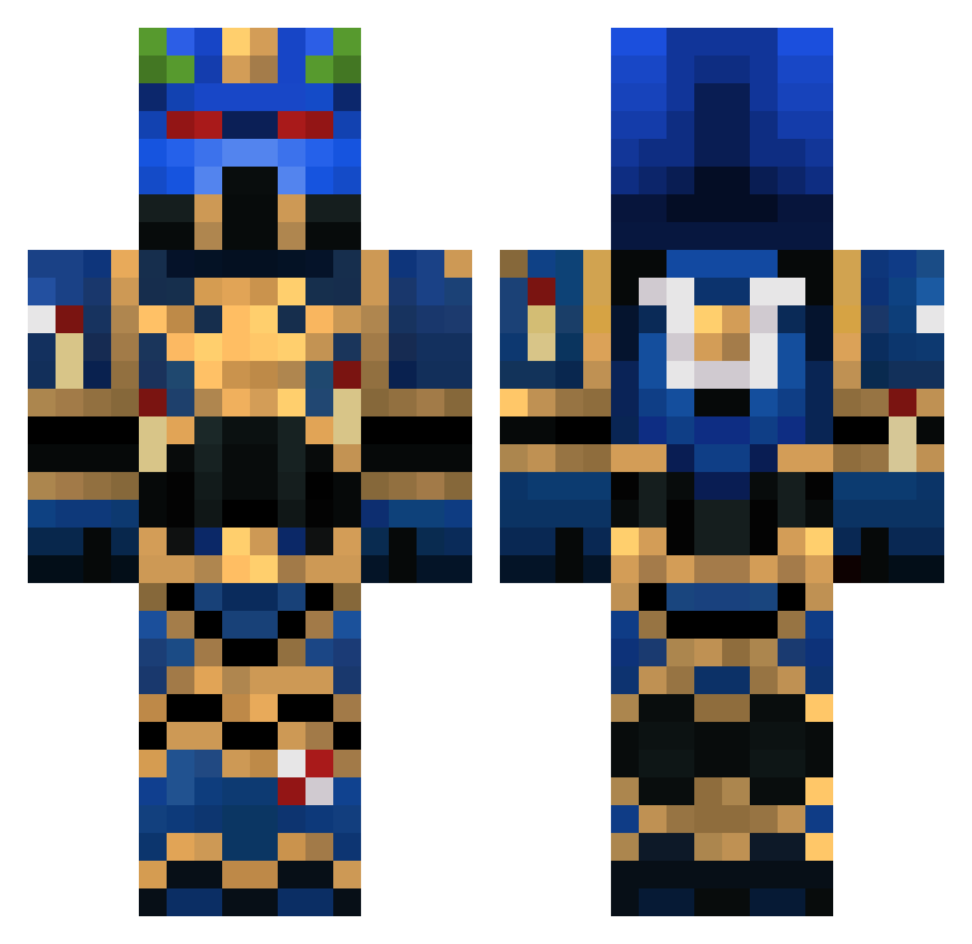 Bigpapapizza Minecraft skin, front and back view
