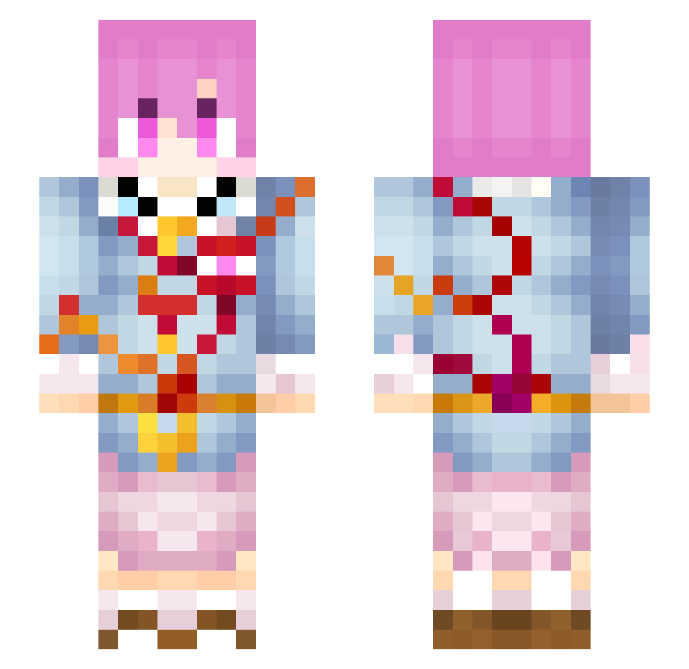 weirdjump Minecraft skin, front and back view
