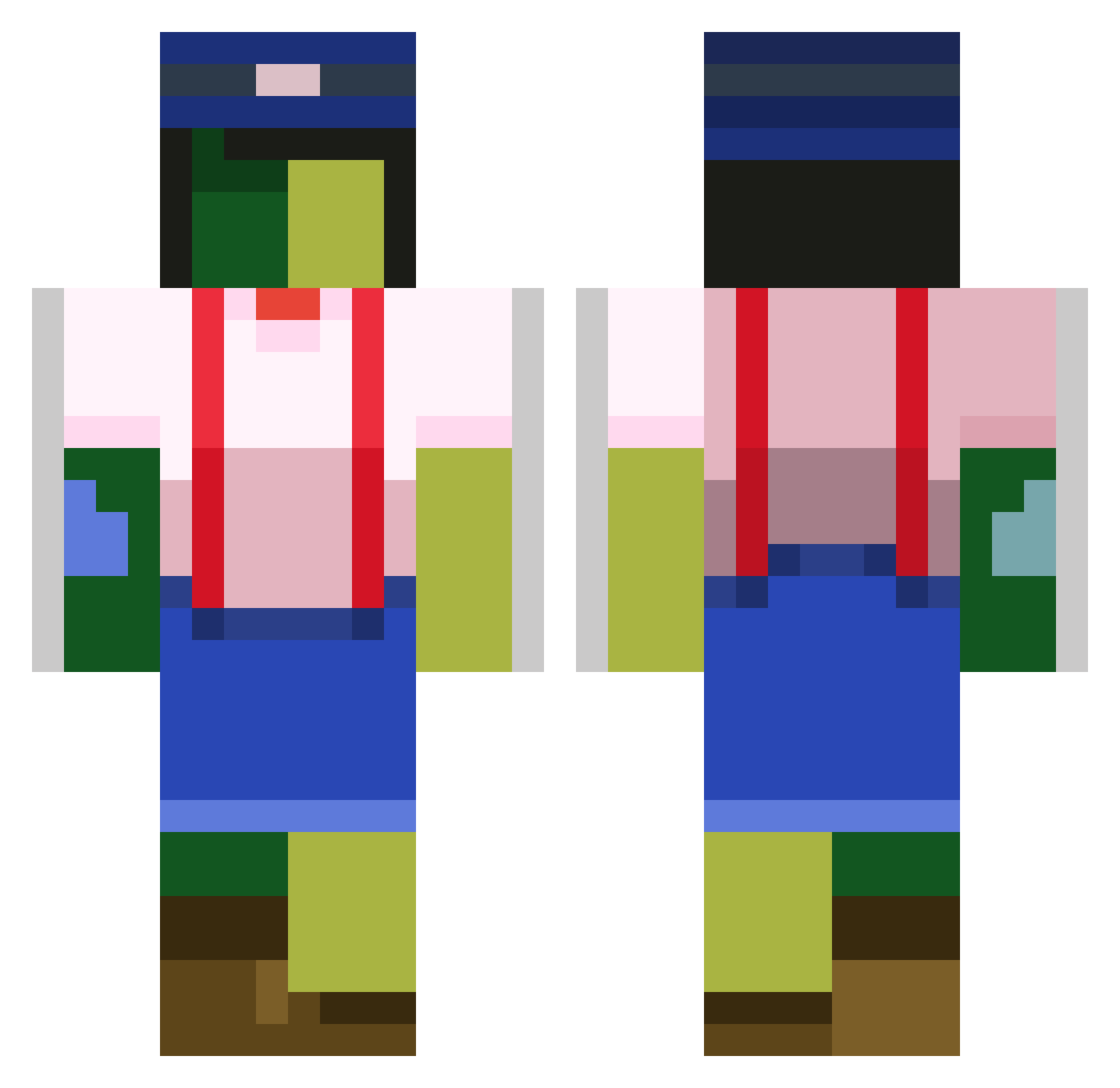 Startlus Minecraft skin, front and back view