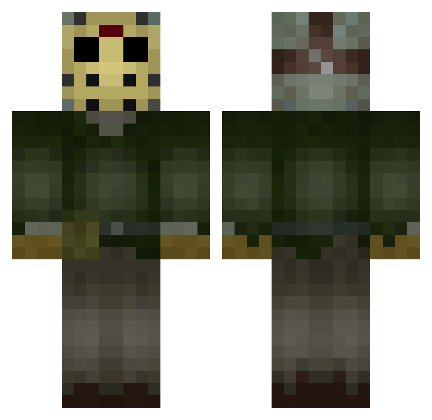 Volaxty Minecraft skin, front and back view