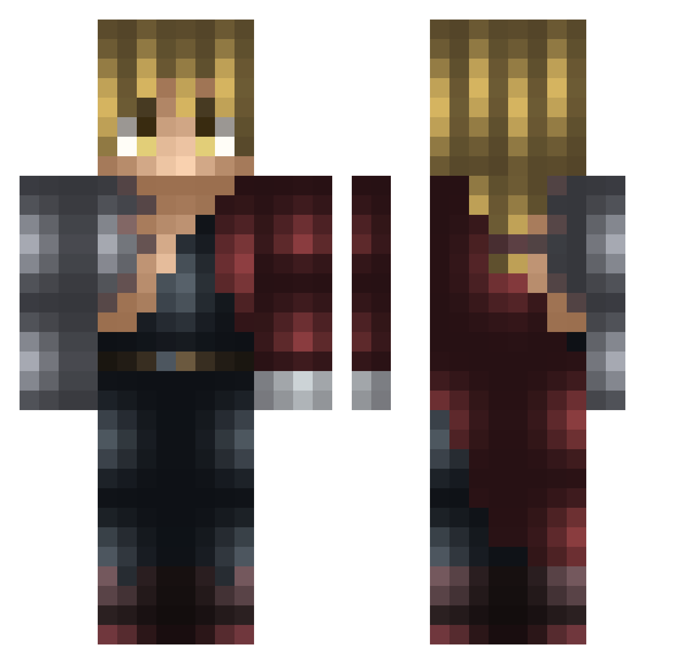 Anomaly08 Minecraft skin, front and back view