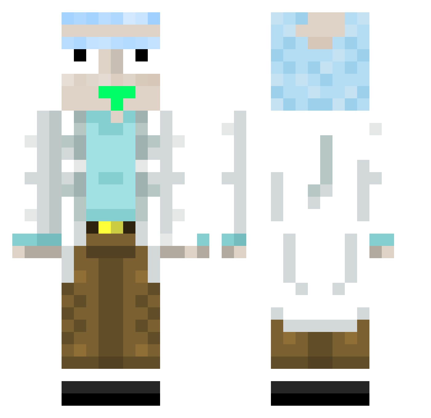 Nonowasabi Minecraft skin, front and back view