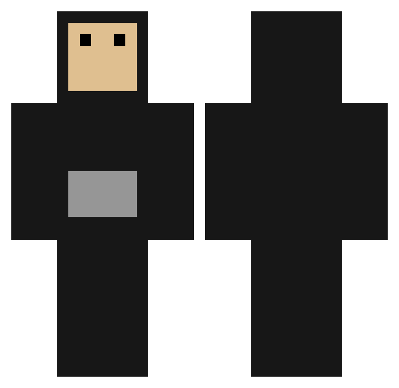 xVqh Minecraft skin, front and back view