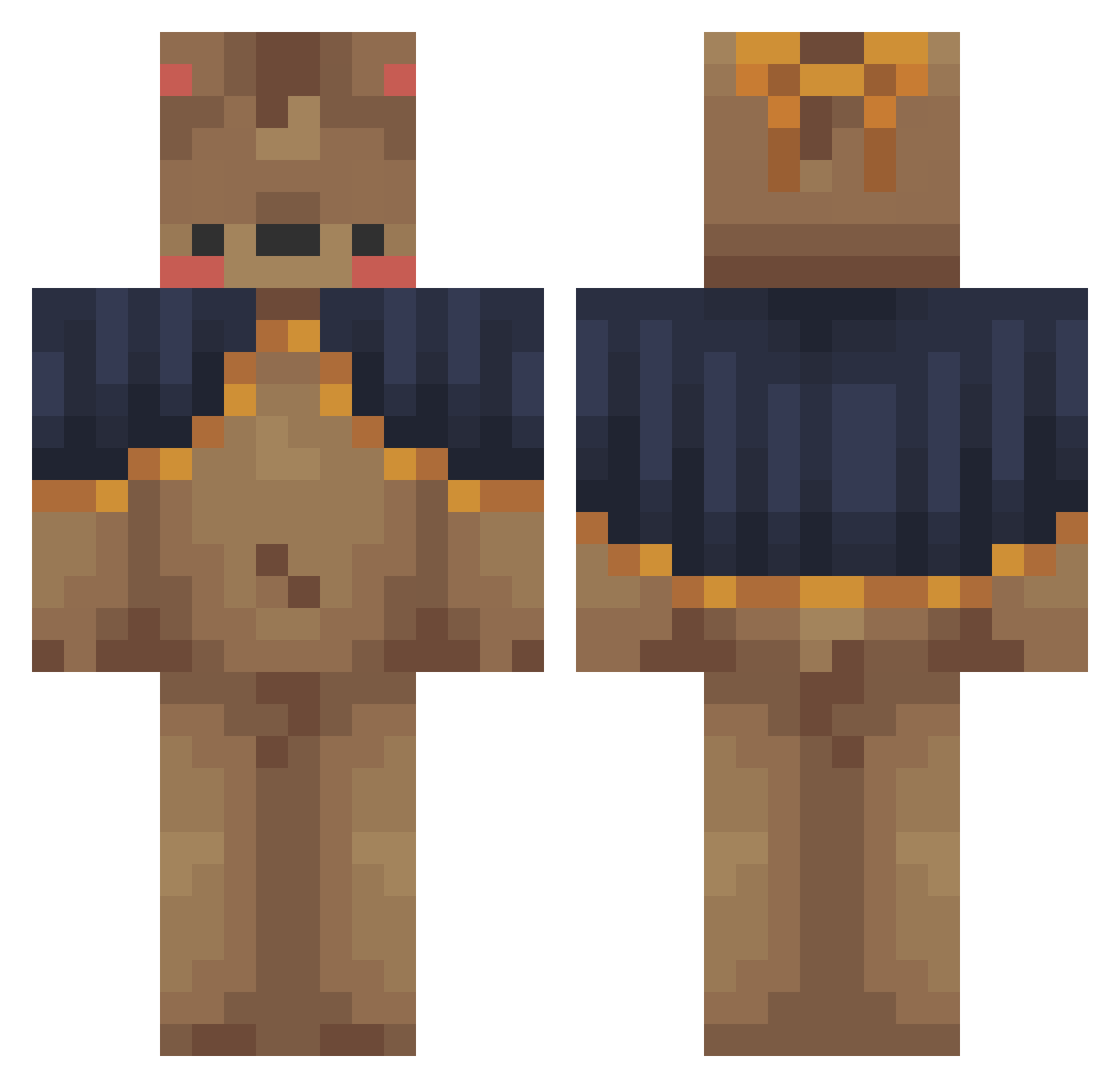 pupsixle Minecraft skin, front and back view