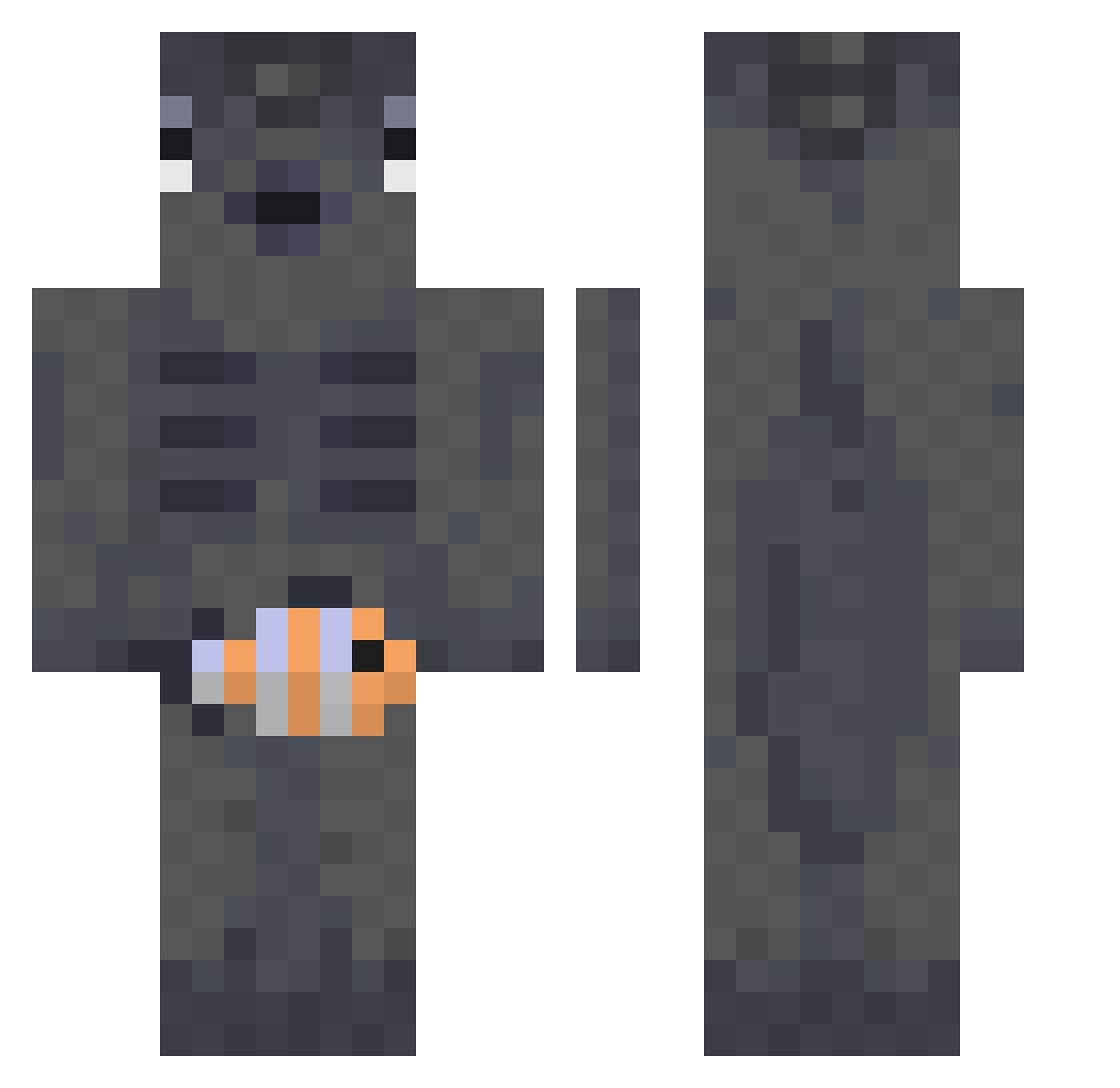 Okon777 Minecraft skin, front and back view