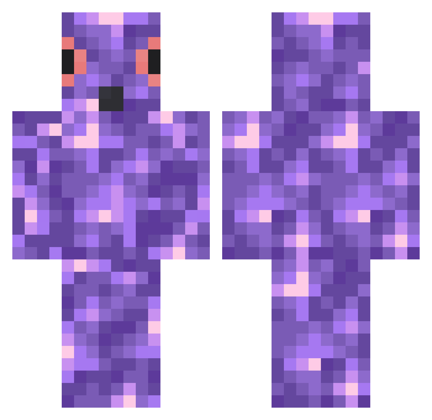 Pilsh0N Minecraft skin, front and back view