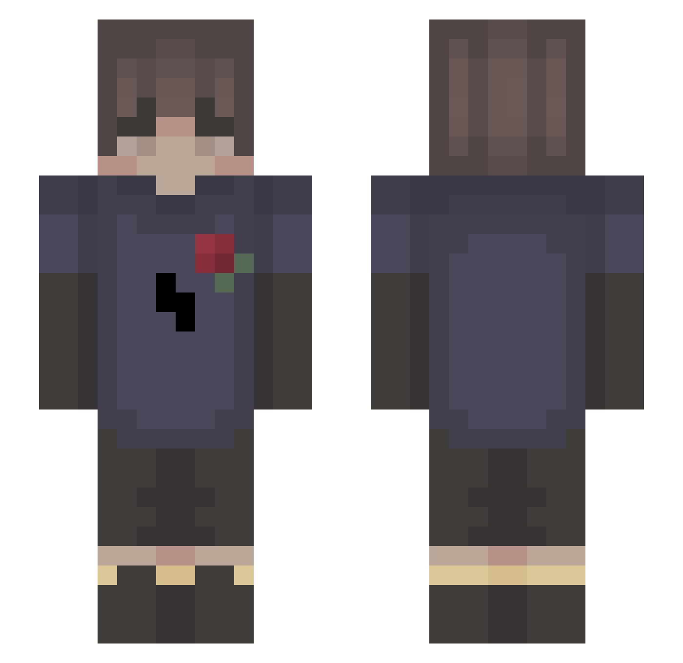 EineHashMap Minecraft skin, front and back view