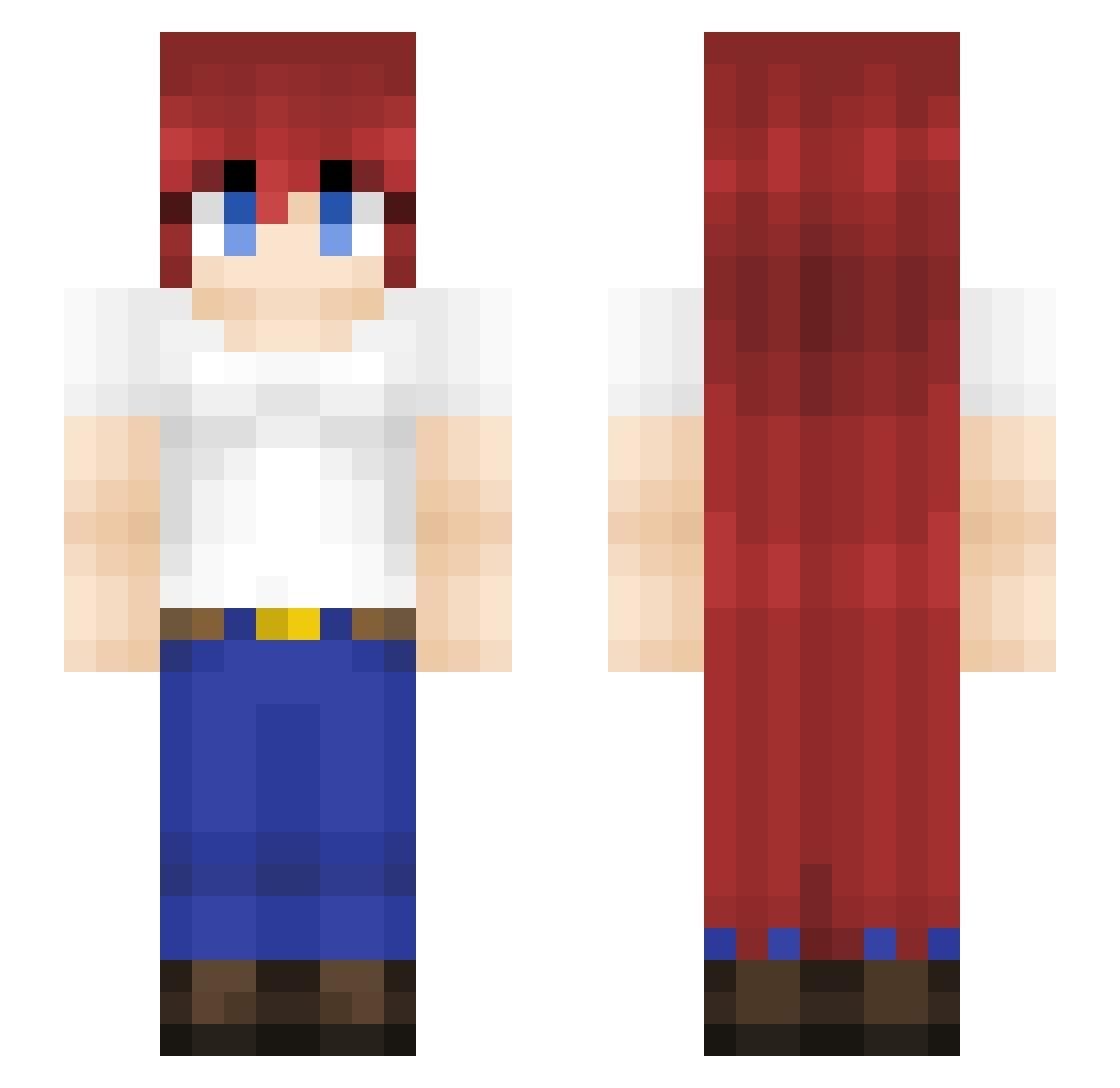 Quazelle Minecraft skin, front and back view