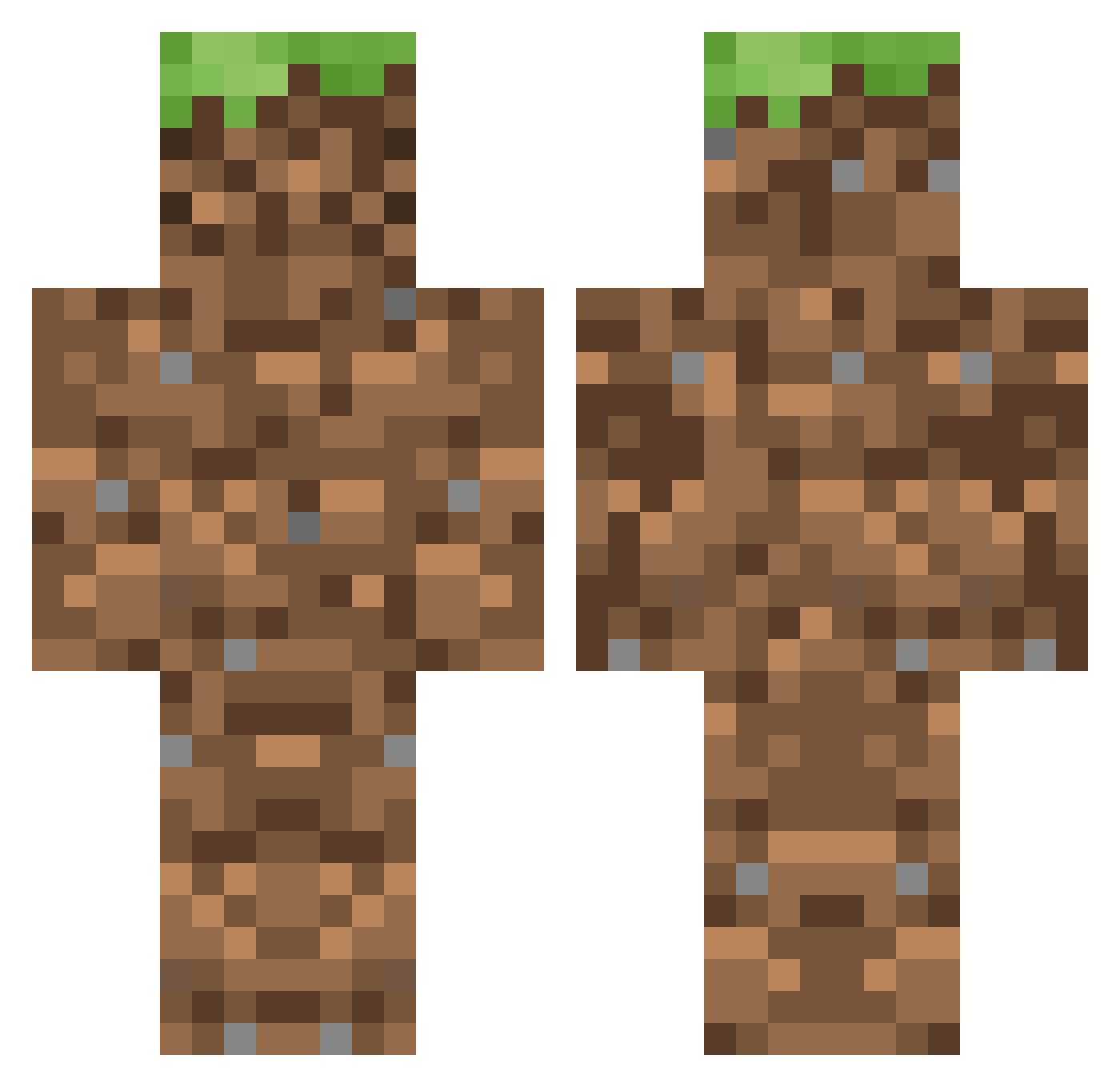 DirtBlock1121 Minecraft skin, front and back view