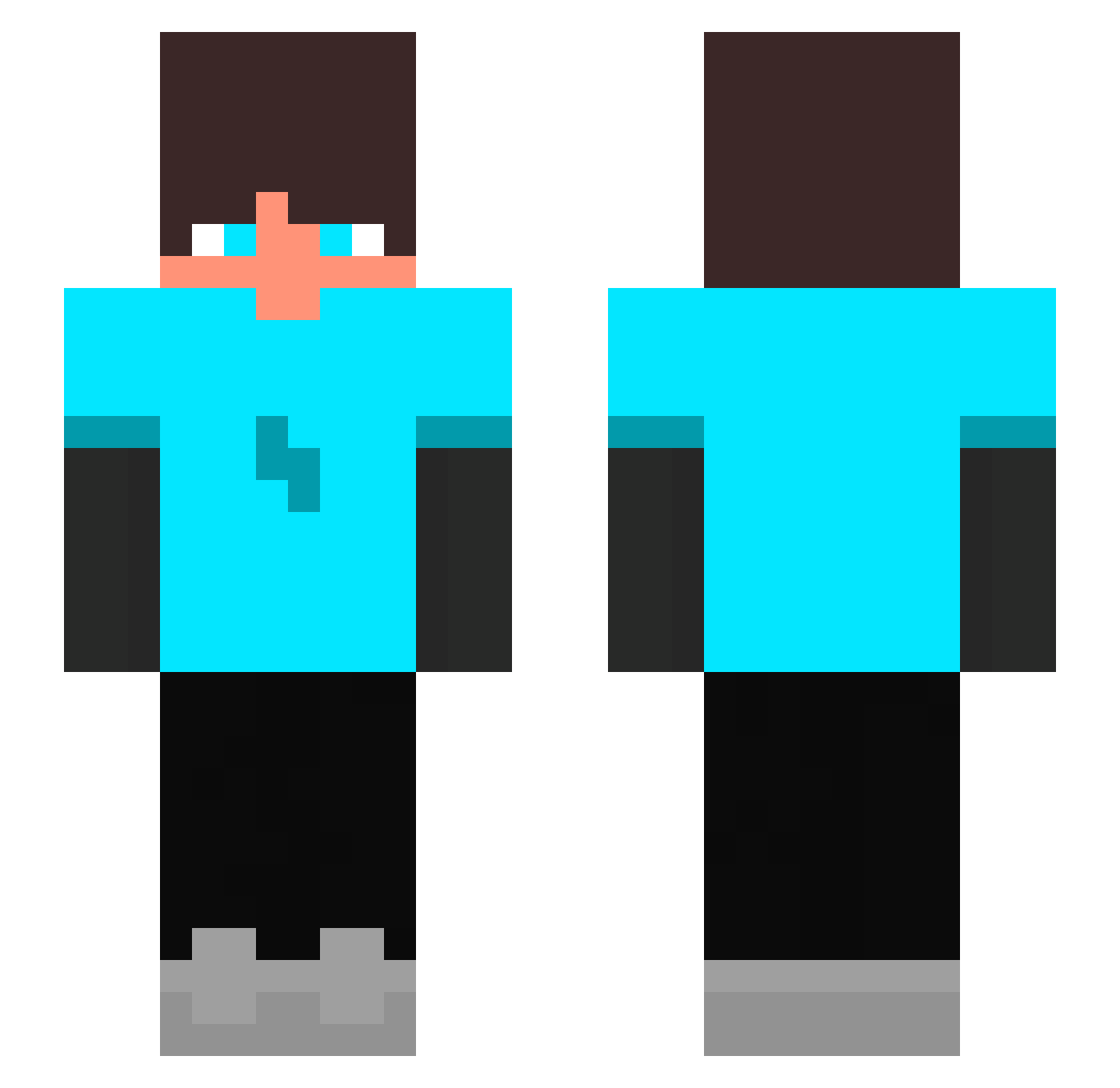 Lerb7 Minecraft skin, front and back view