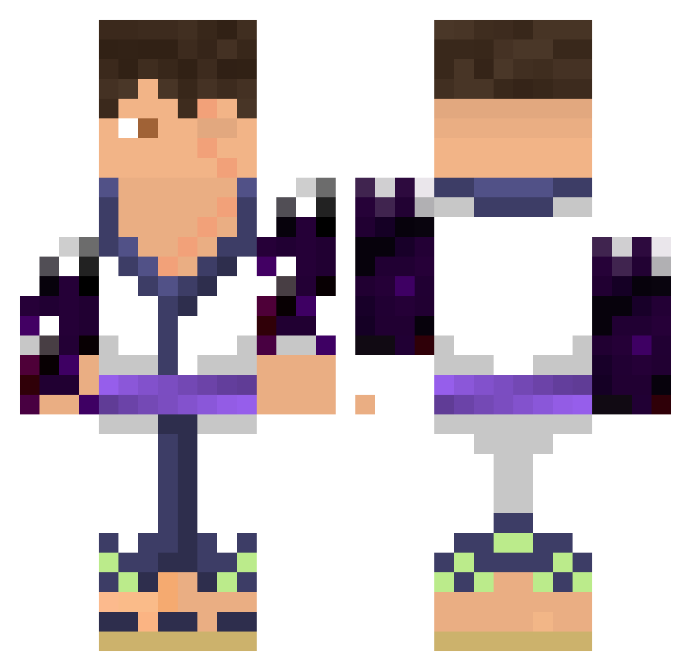 uClow Minecraft skin, front and back view