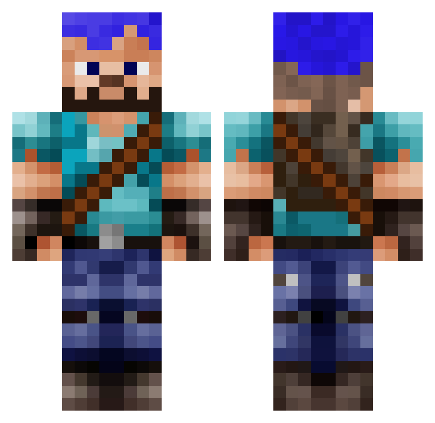 Dimattic Minecraft skin, front and back view
