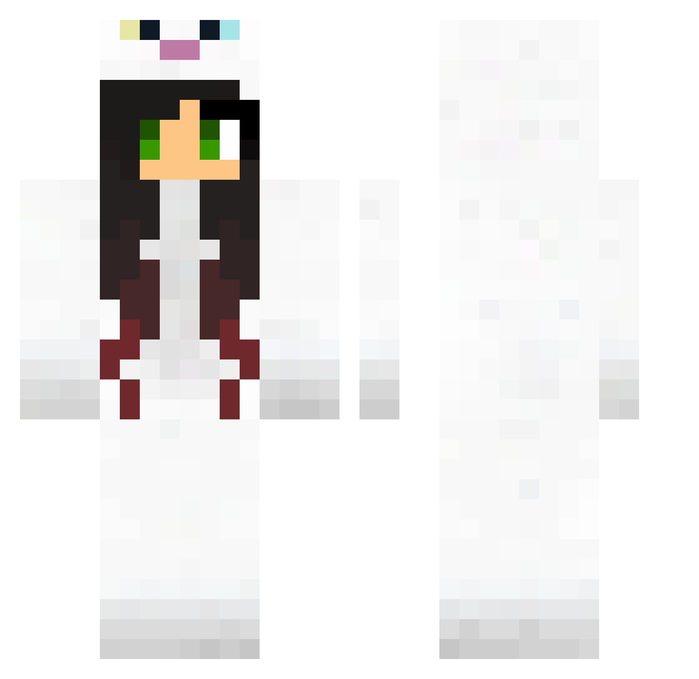 RedisFun Minecraft skin, front and back view