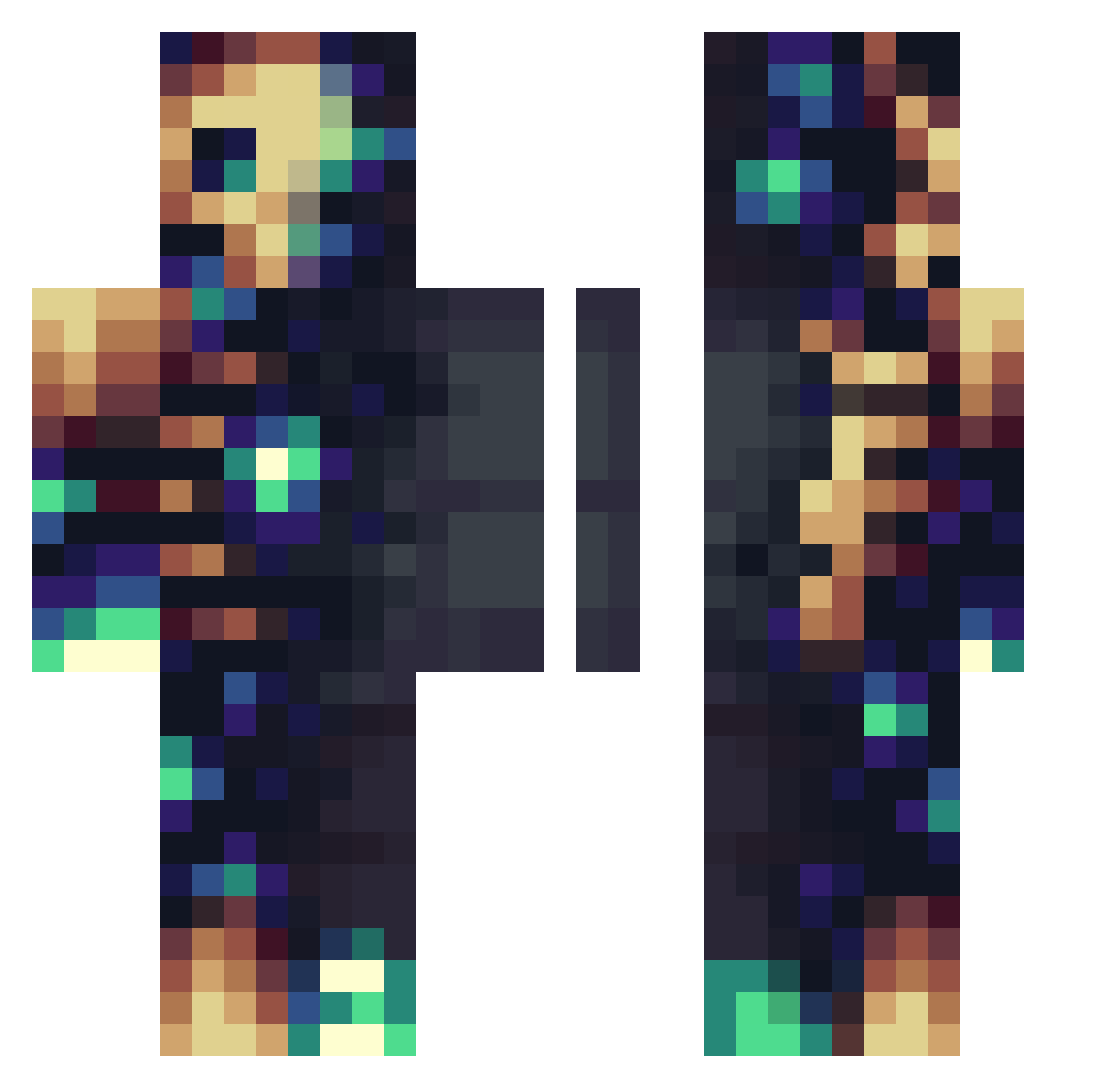 Gardinenprediger Minecraft skin, front and back view