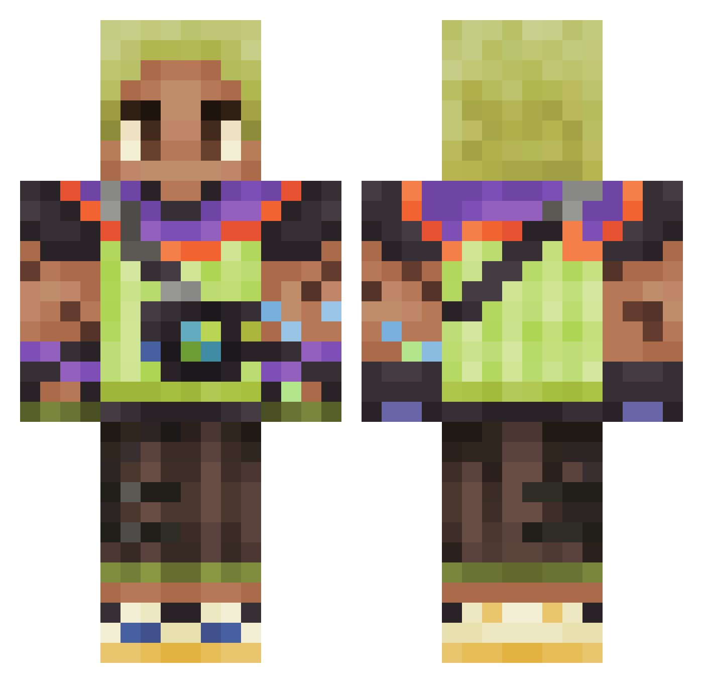 Hazeist Minecraft skin, front and back view