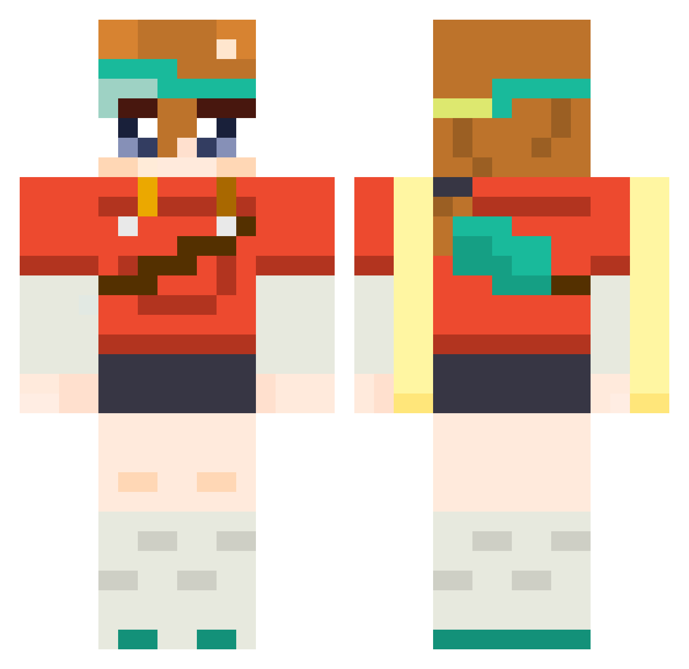 meapun Minecraft skin, front and back view