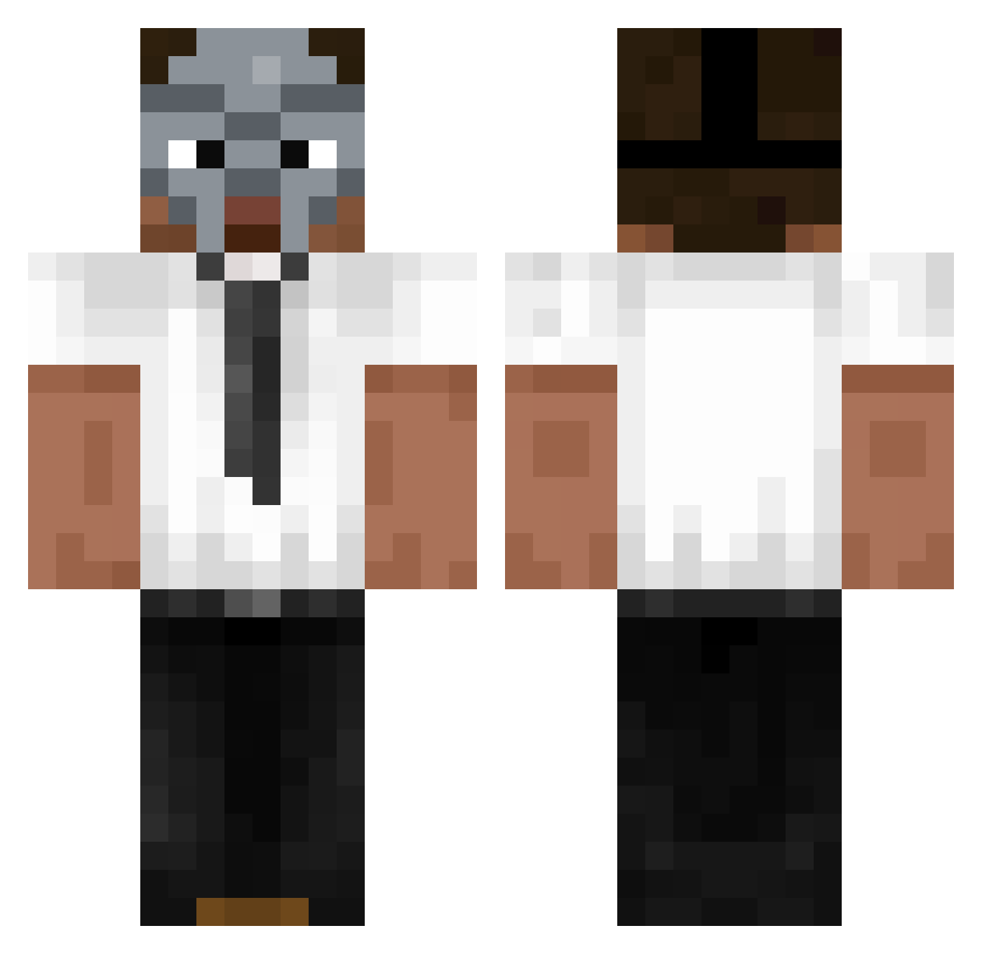 luxvas Minecraft skin, front and back view
