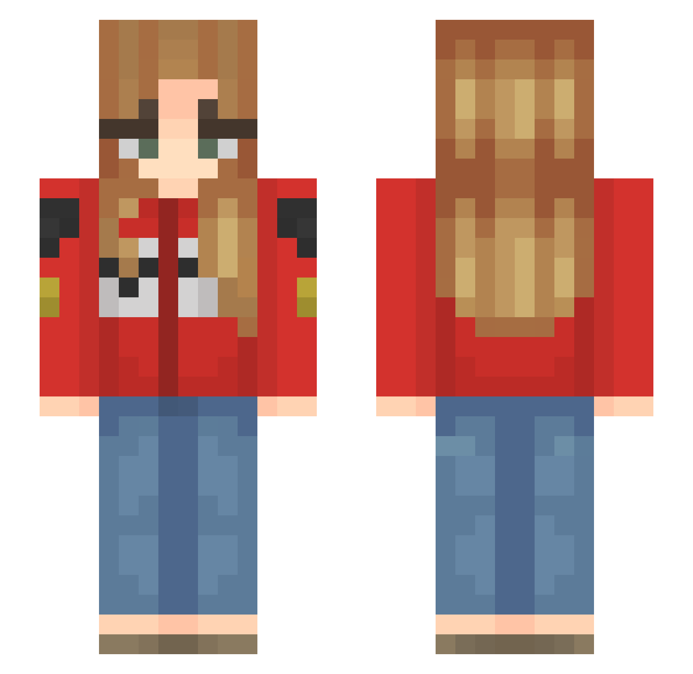 LolMaster34 Minecraft skin, front and back view