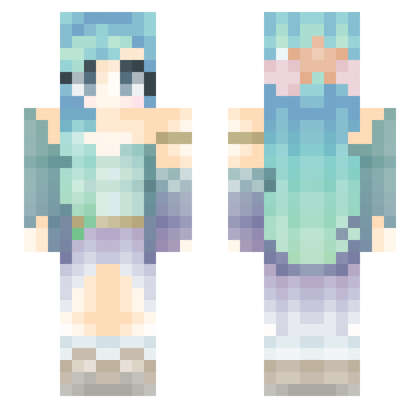 Aroha_Playz Minecraft skin, front and back view