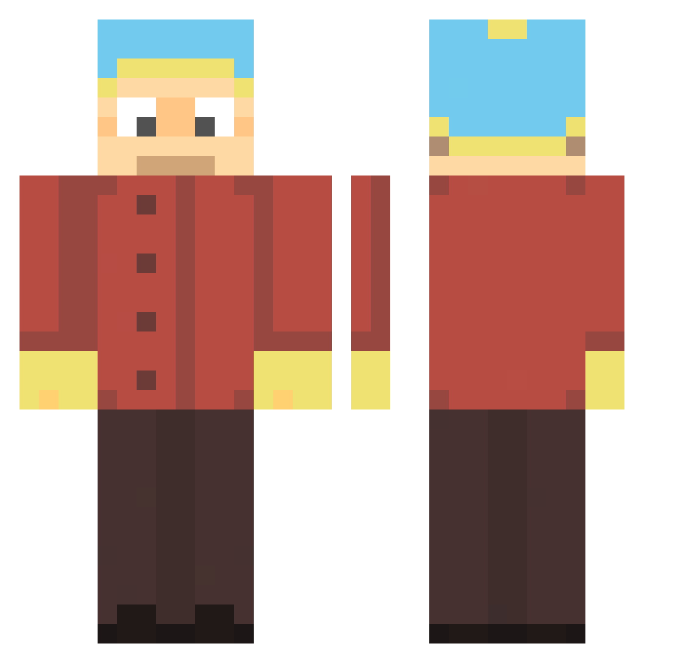 KingAacha Minecraft skin, front and back view