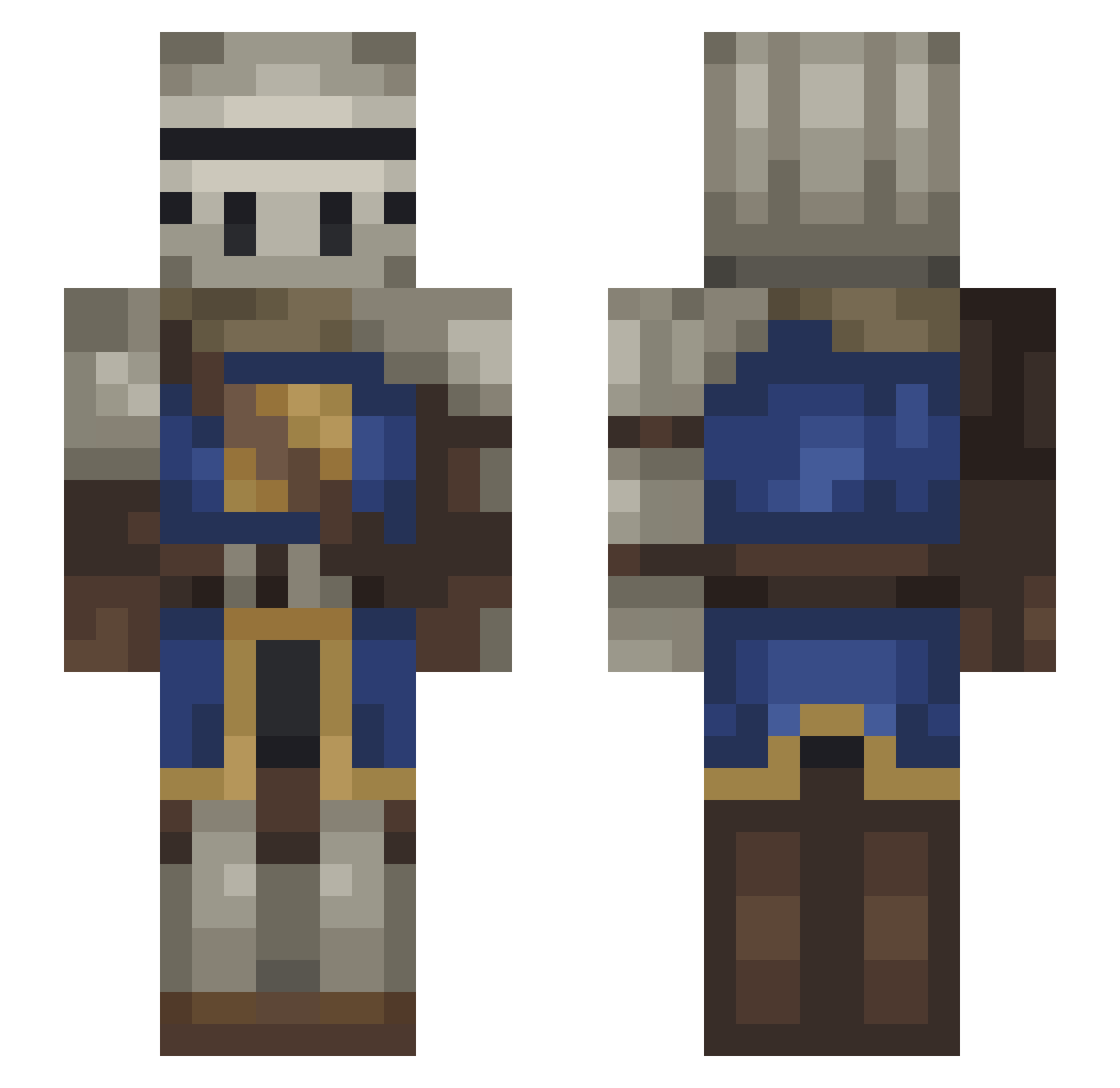 ch3ss3 Minecraft skin, front and back view